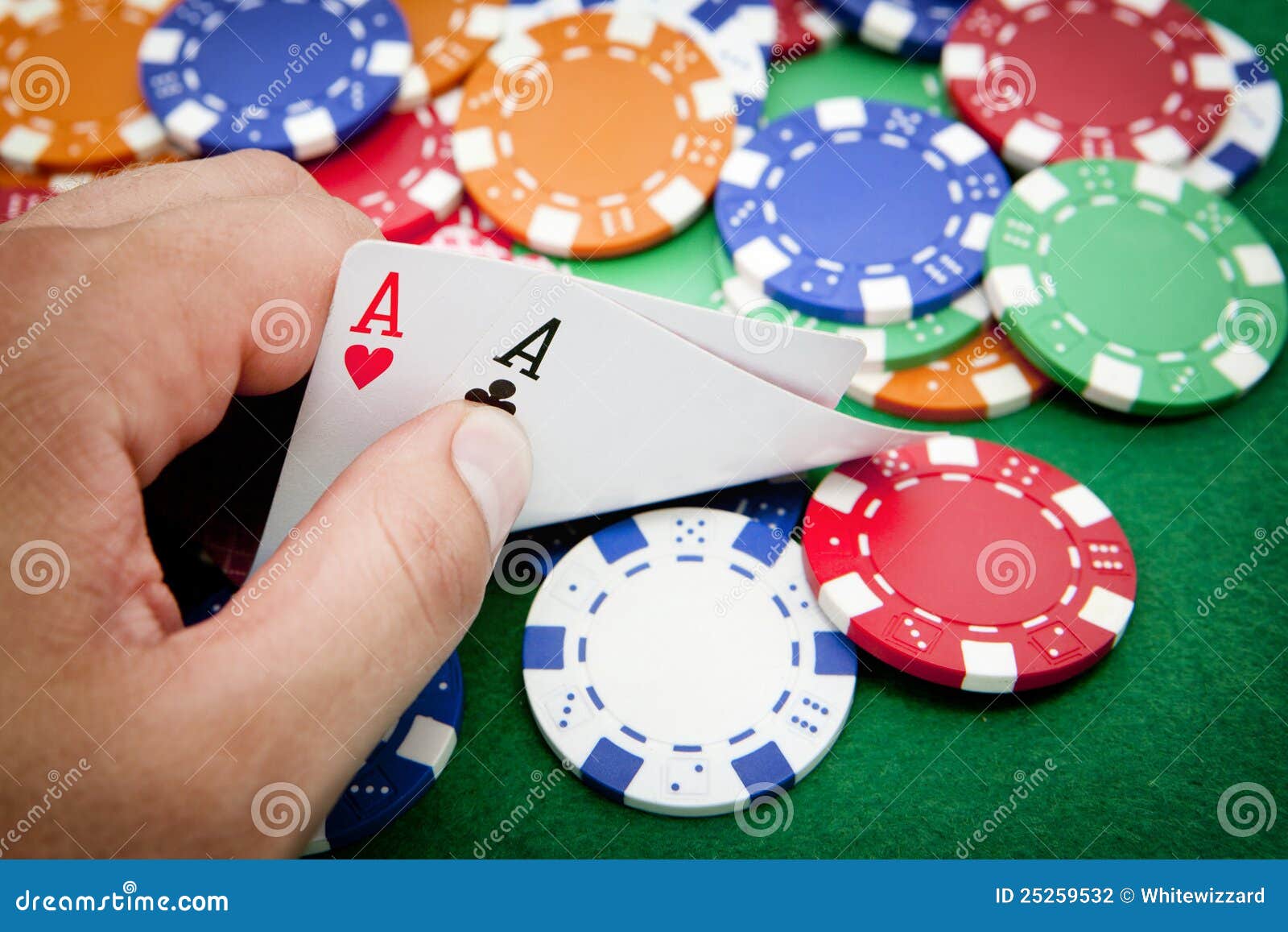 Player Shows Pocket Aces on a Casino Table Stock Photo Image of