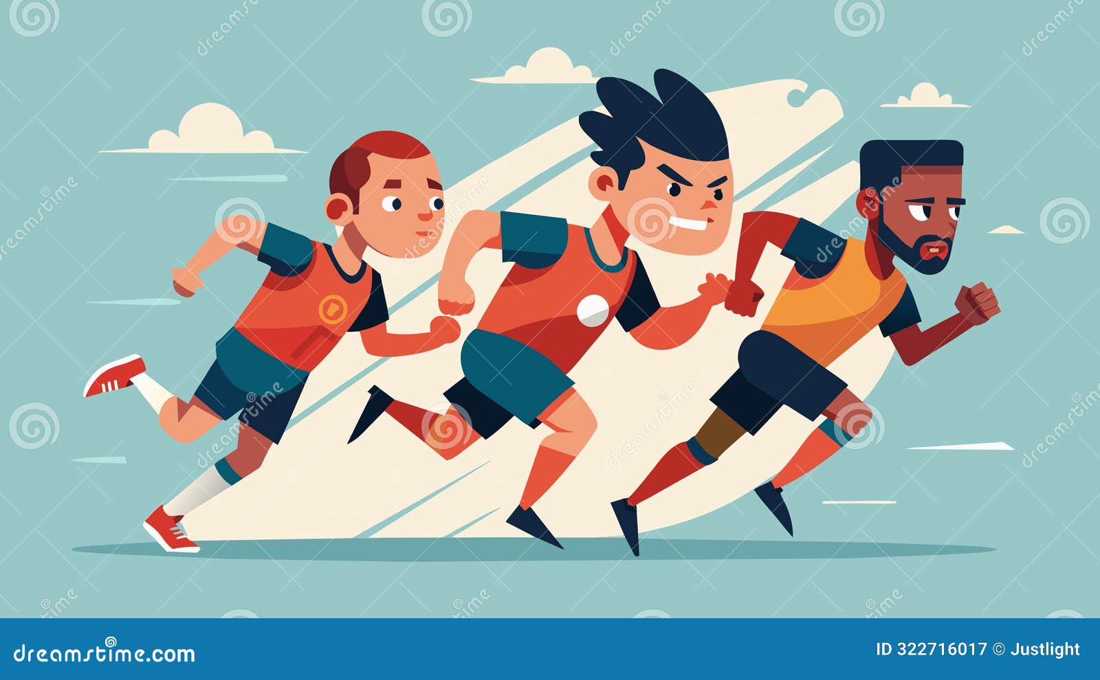 the players faces are flushed with exertion as they sprint and lunge trying to outmaneuver their opponents.. 