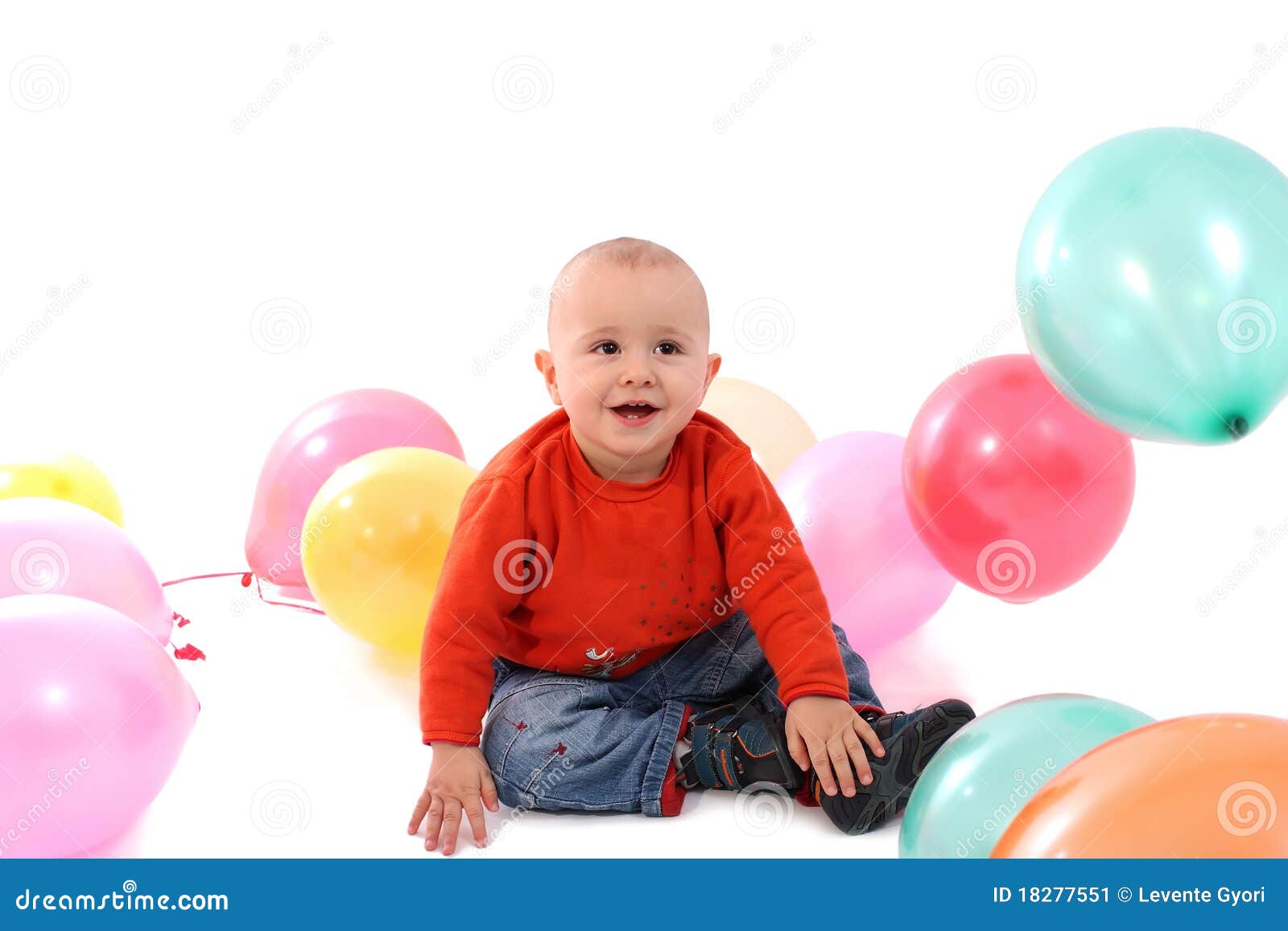 Playful boy with balloons stock image. Image of childcare - 18277551