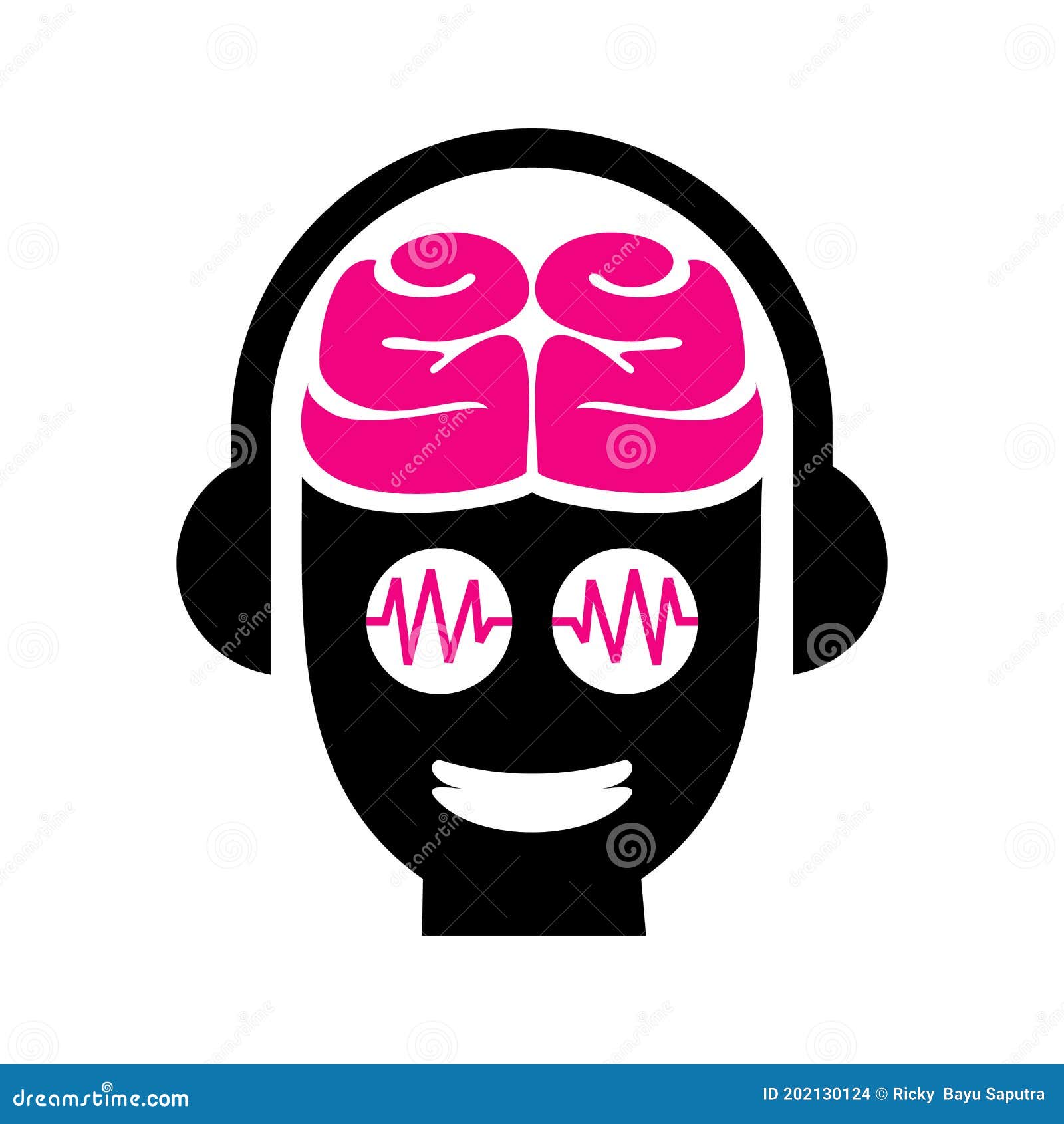 Playful Brain Wave Headphone Device Vector Icon Stock Illustration ...