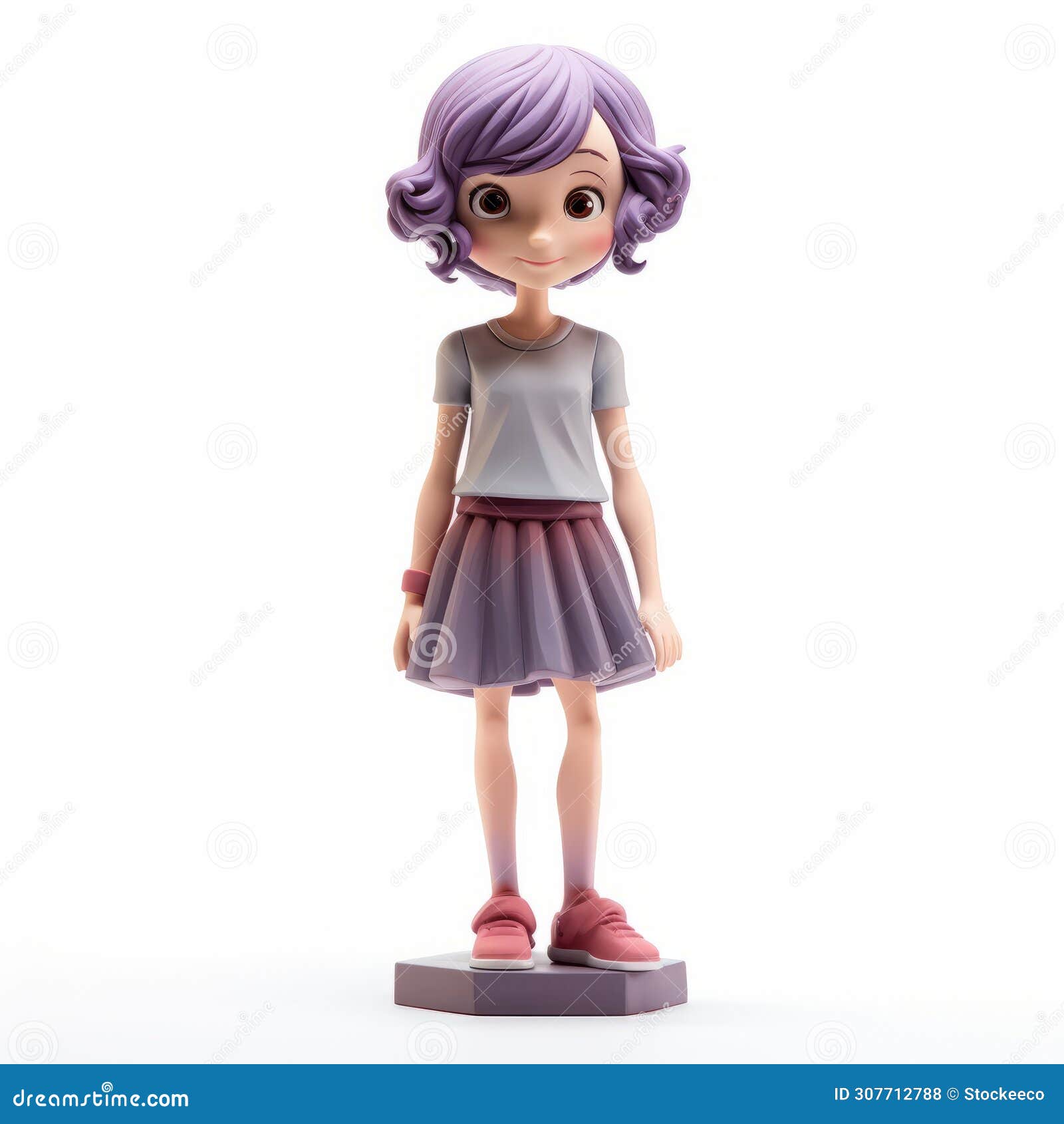 playful cartoon girl figurine with purple hair - ricoh ff-9d