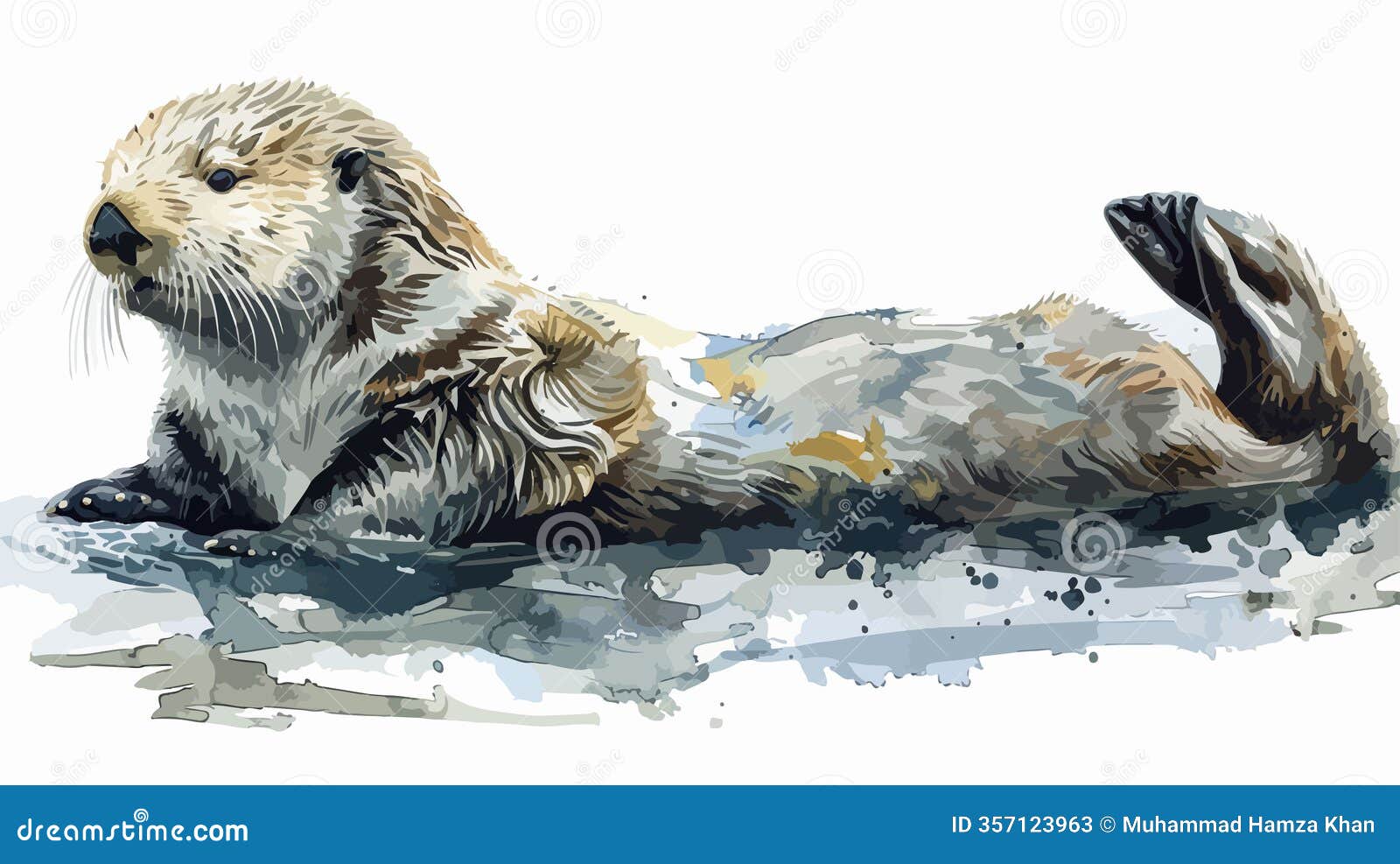 playful cartoon sea otter   for  projects