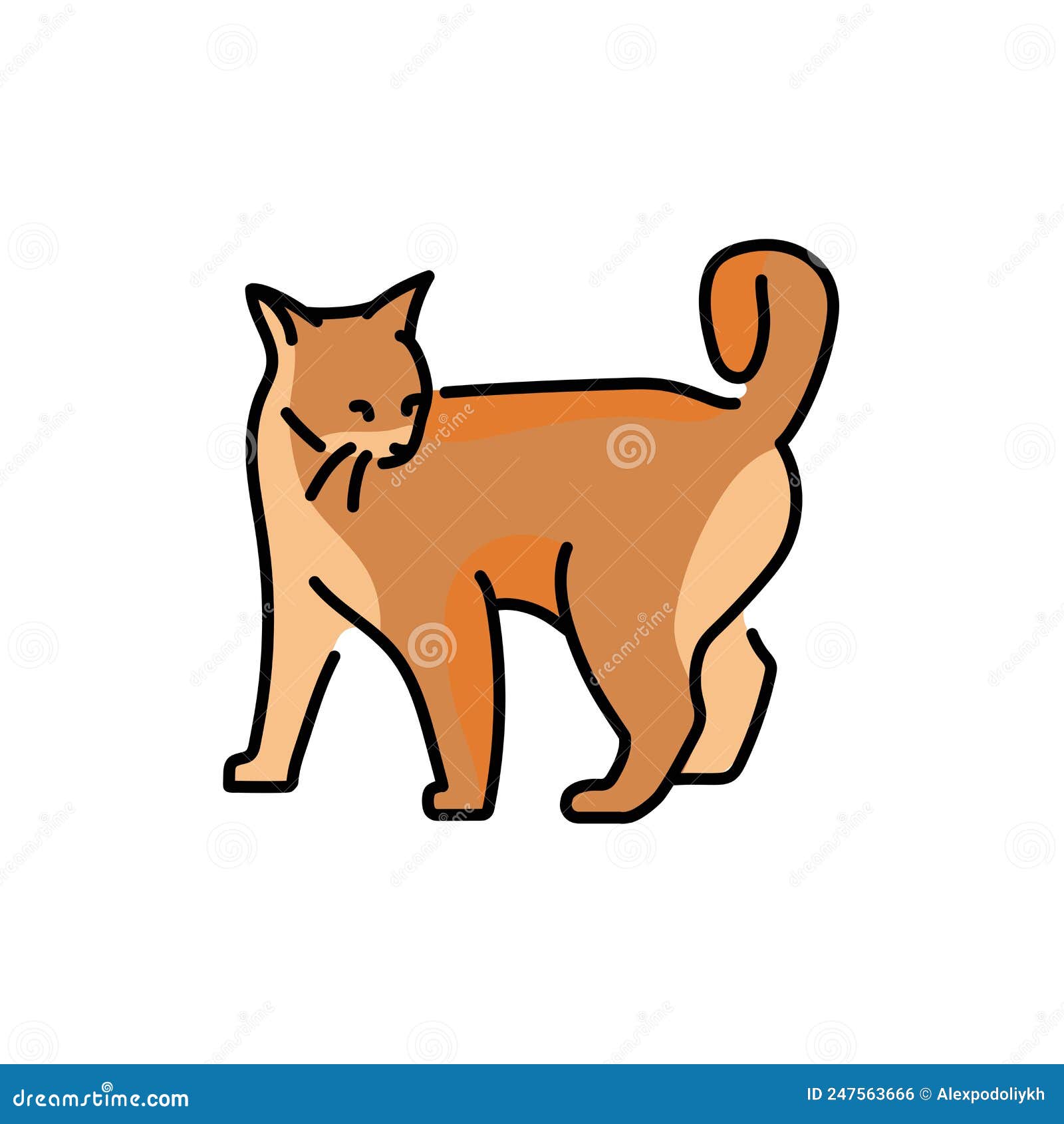 Happy Cat Sitting Color Line Icon Pictogram Web Page Mobile Stock