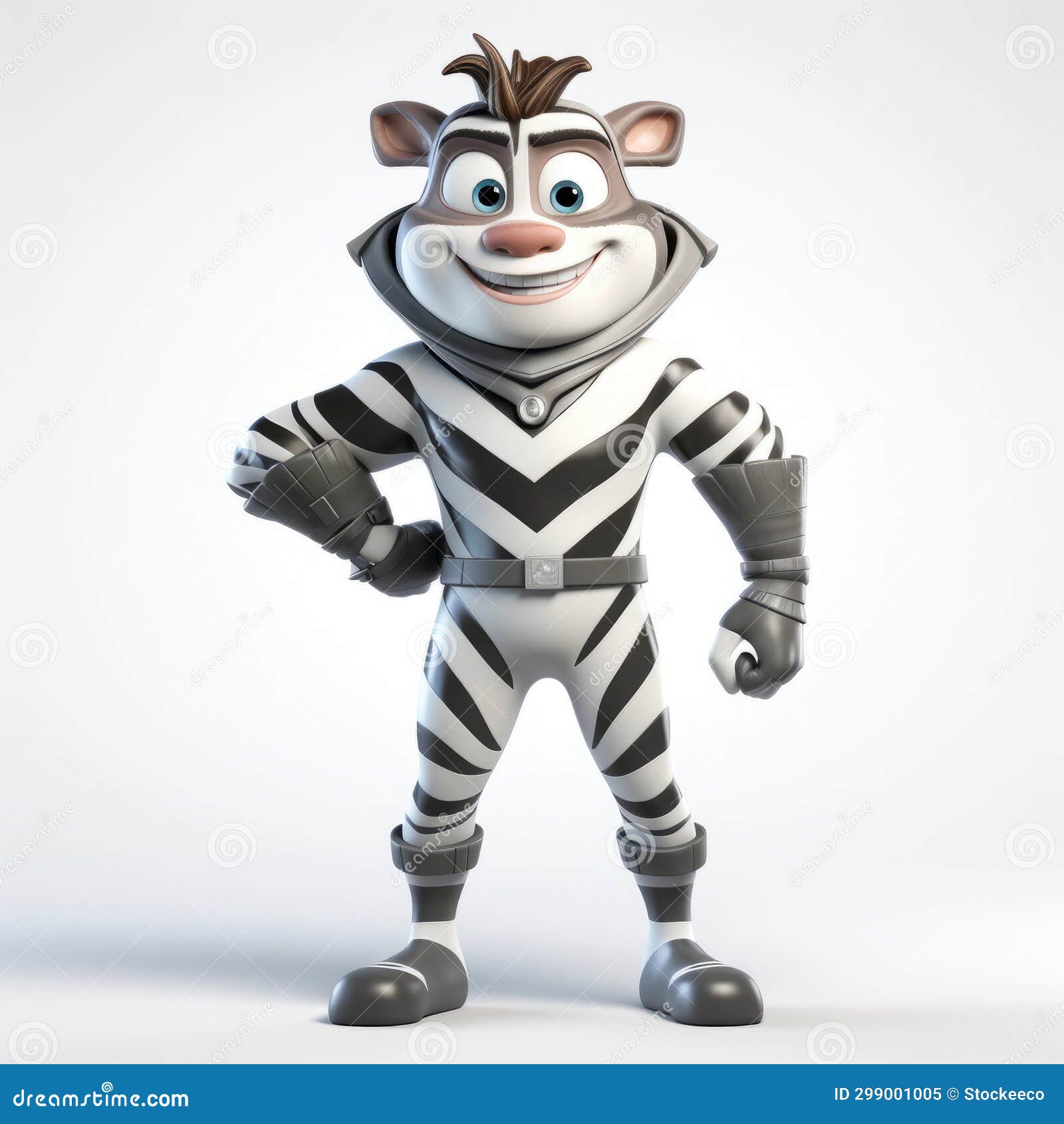 playful d rendered cartoon zebra interstellar comic book style detailed character design daddy realistic pose prop 299001005