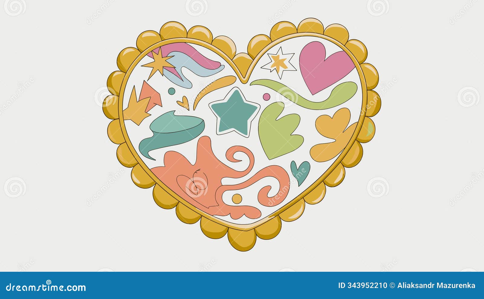 playful golden picture frame with whimsical s and patterns.