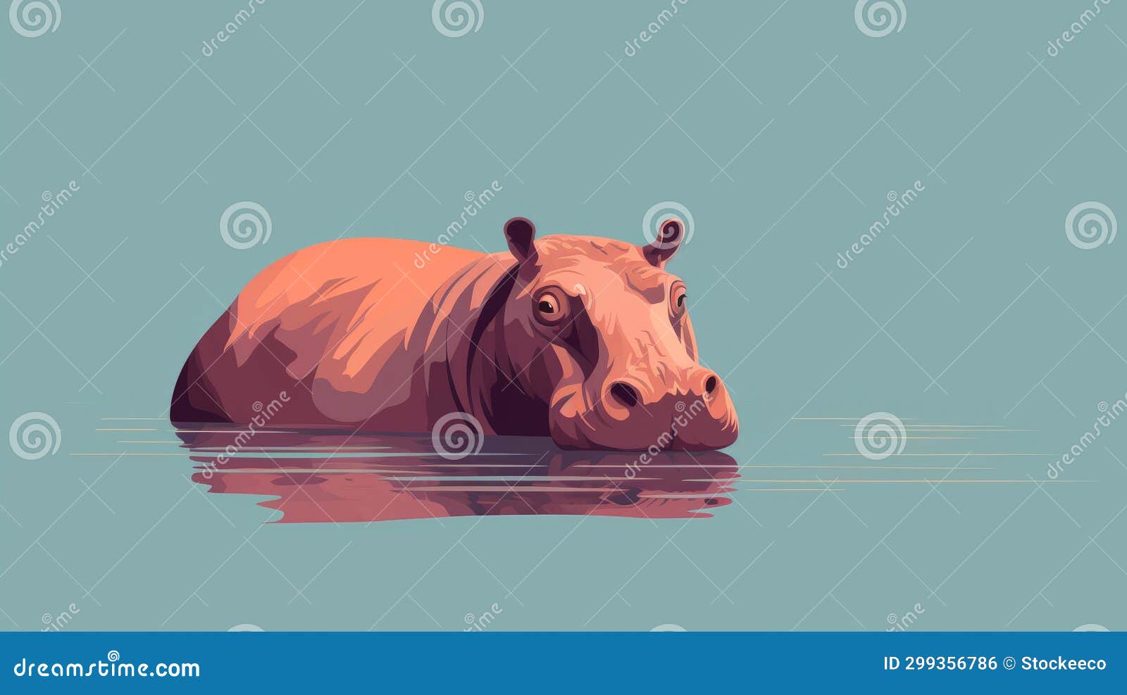 Playful Hippo in Water: Vector Illustration by Guillem H Pongiluppi ...