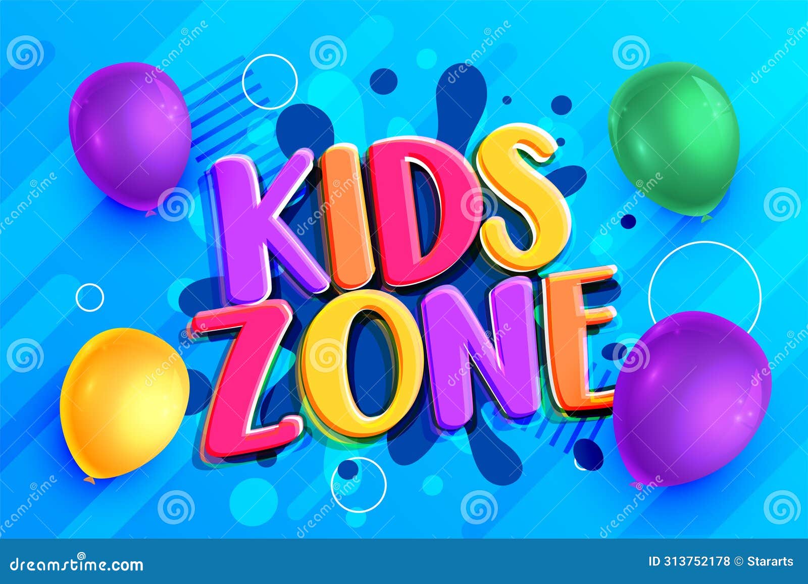 Playful Kids Fun Zone Banner for Children Activity Stock Illustration