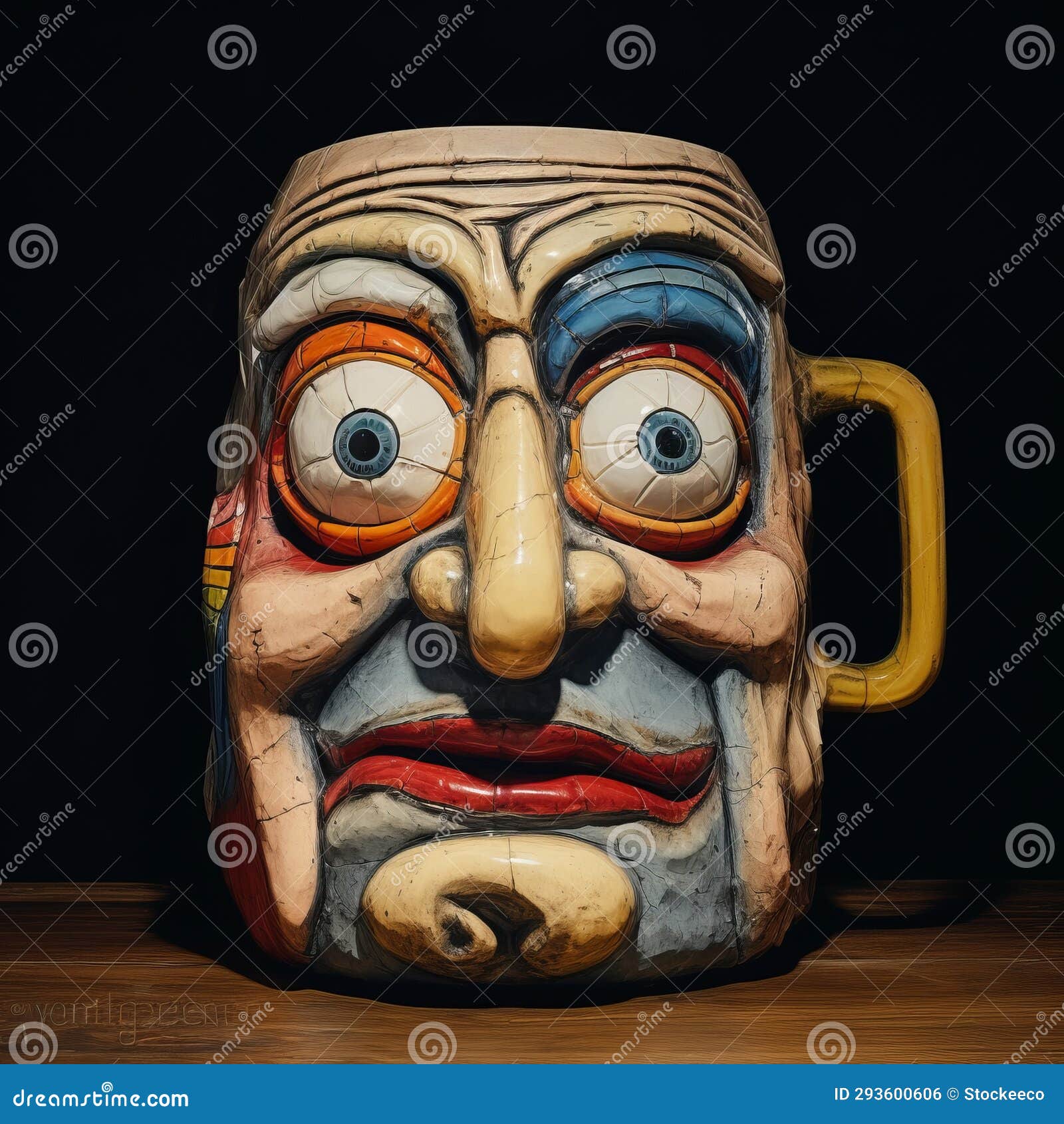 playful morbidity: outsider art inspired beer mug with crazy face