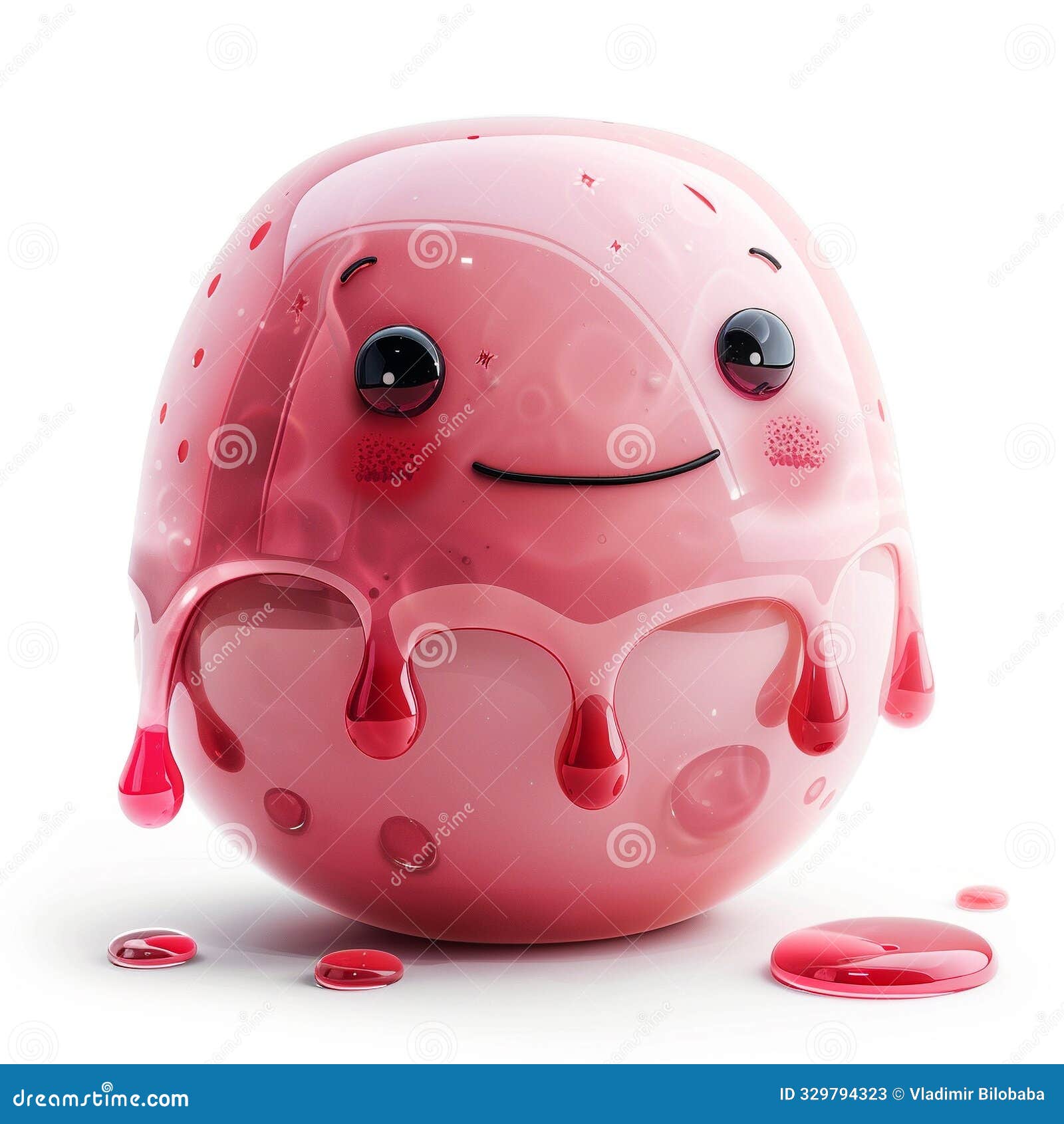 playful pink jelly character with dripping effect in a bright studio setting