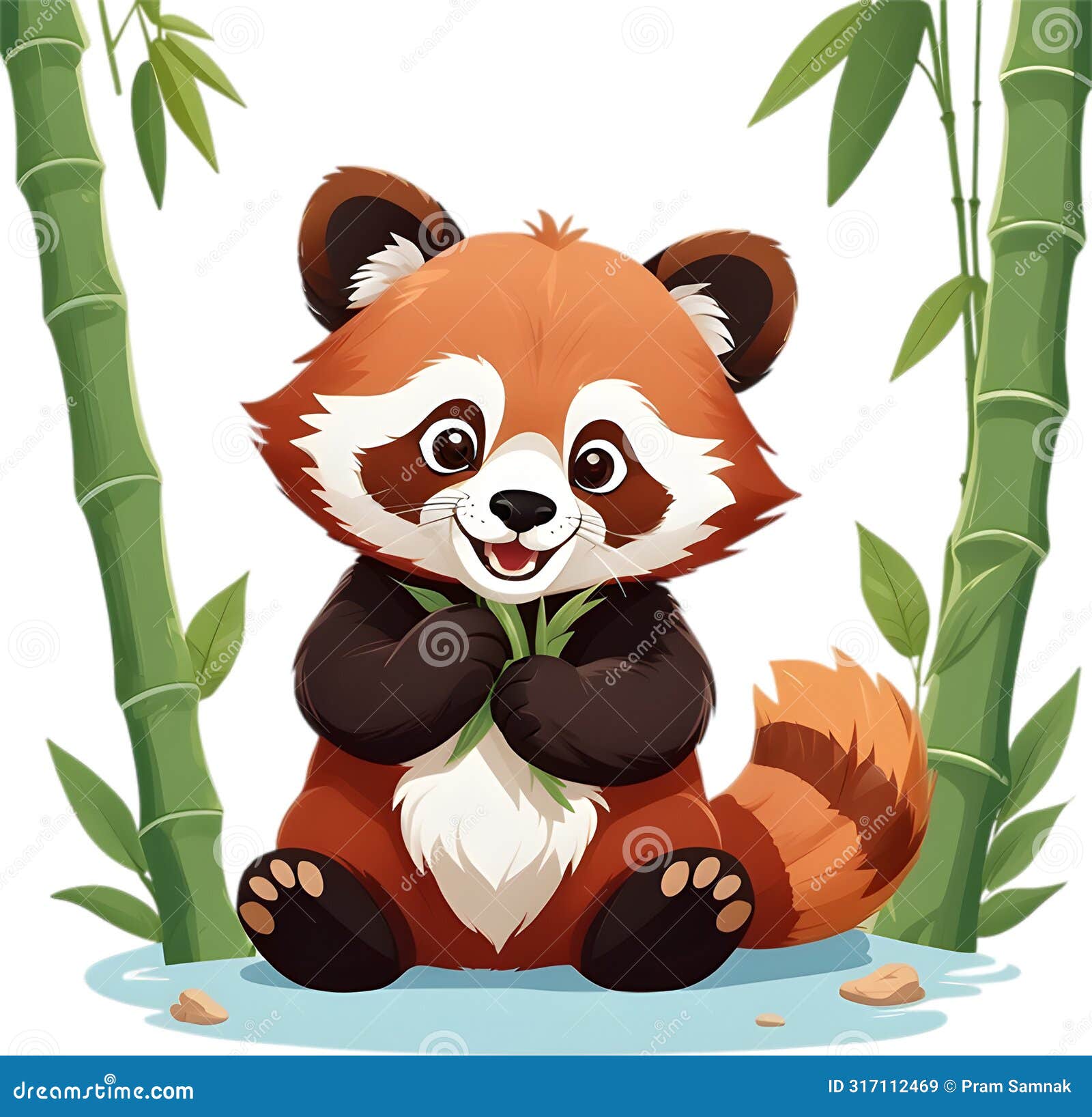 a playful red panda cub with a mischievous grin.