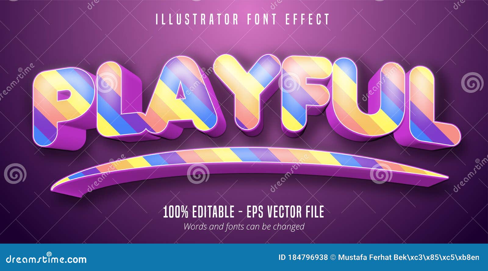 Playful Text 3d Colorful Editable Font Effect Stock Vector