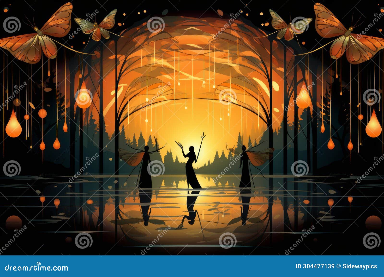 playful twilight fireflies, dancing in the fading light, casting a soft glow on the world - generative ai