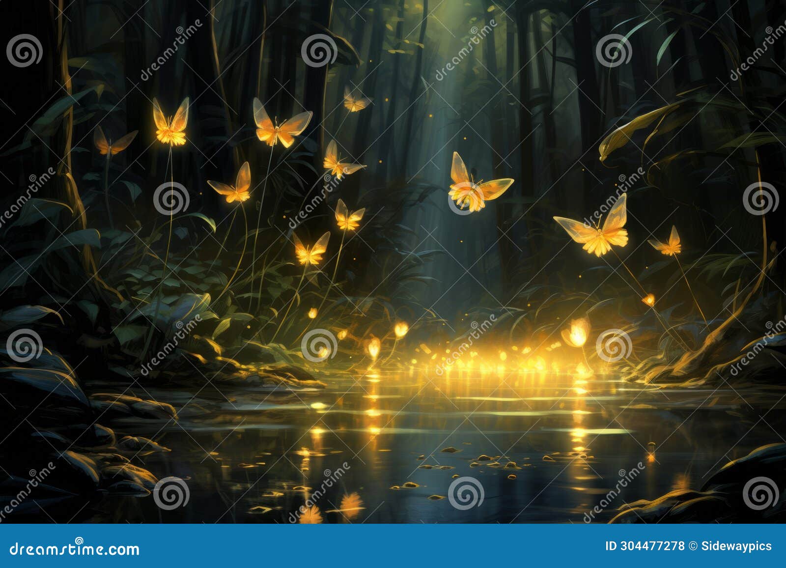 playful twilight fireflies, dancing in the fading light, casting a soft glow on the world - generative ai