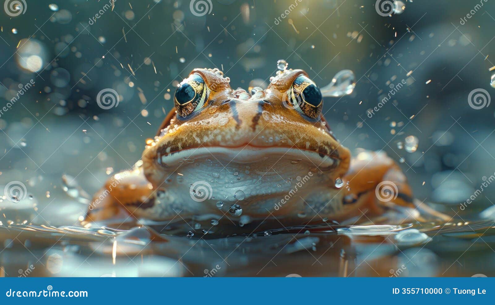 frolicking frog dives into ocean - ai-generated image