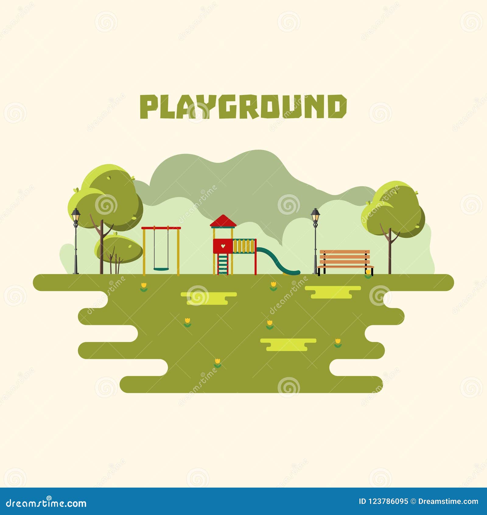 Playground Background in Flat Design Stock Vector Illustration of