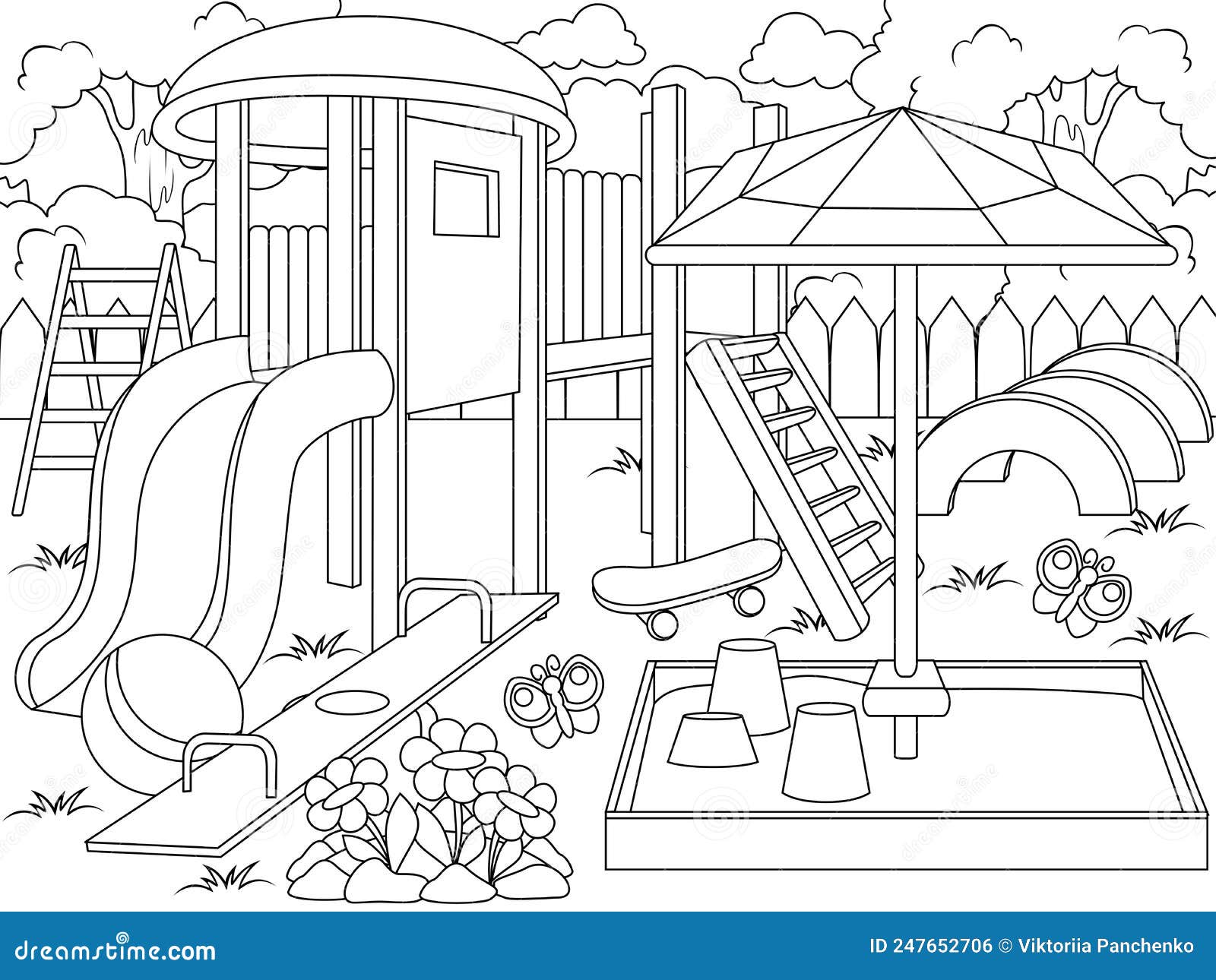 playground-coloring-book-page-animals-cartoon-coloring-page-outline