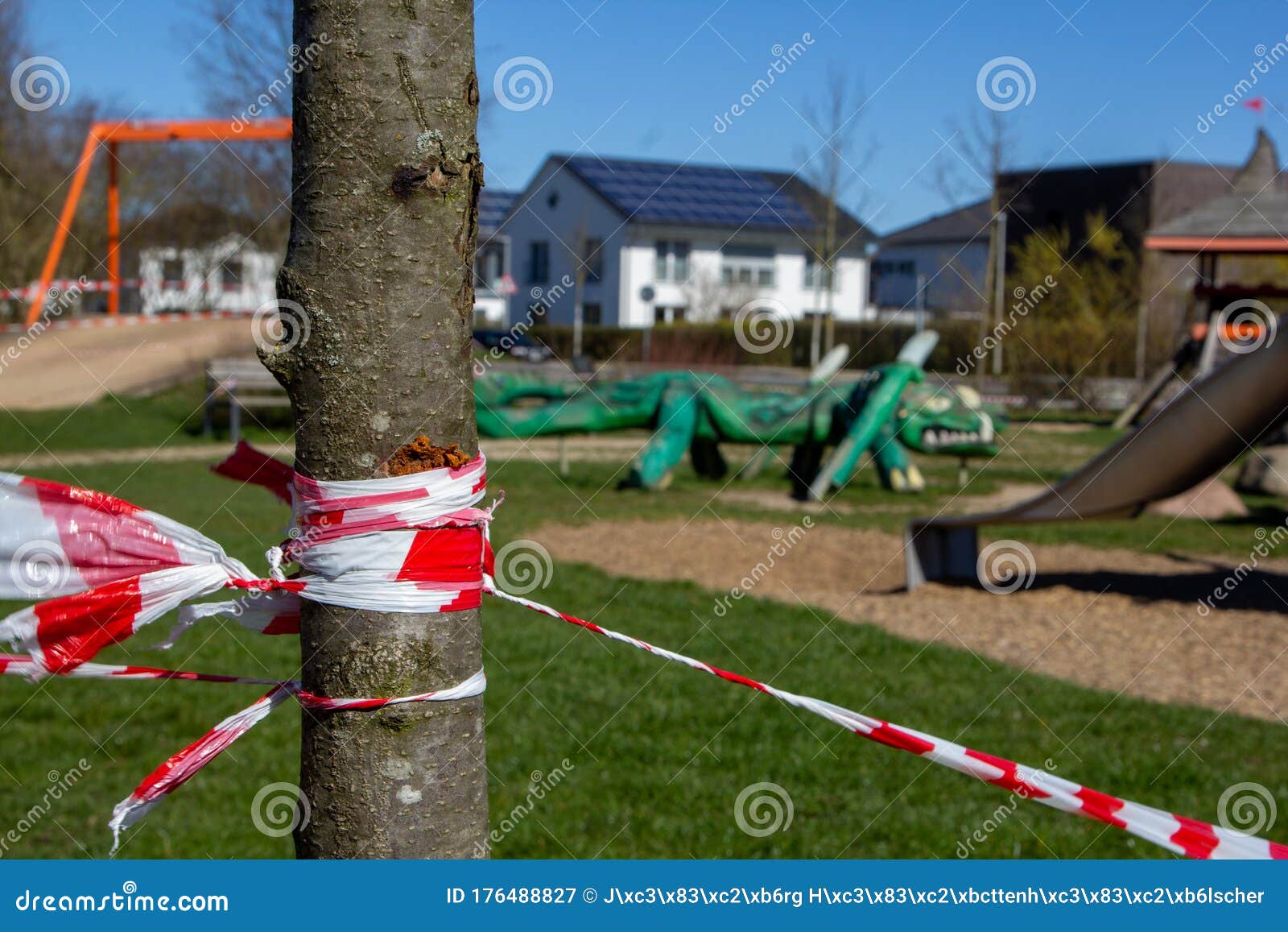 playground cordoned off because of the corona virus.