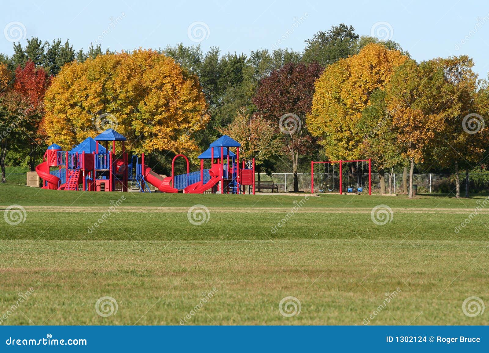 Playground in fall stock photo. Image of fall, slide, equipment 1302124