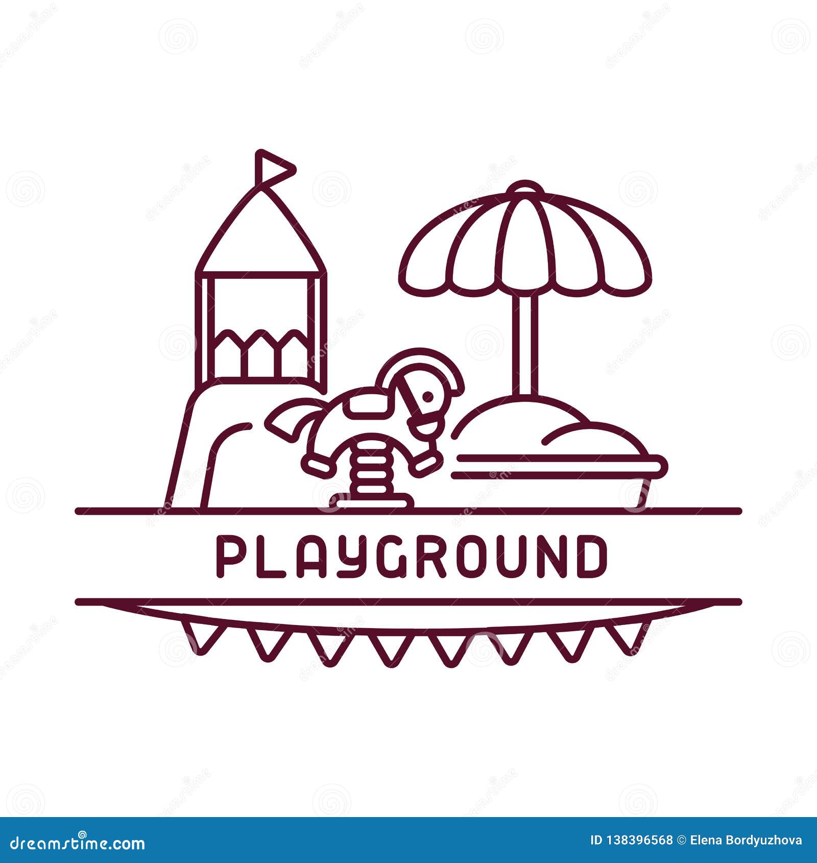 playground kids card with simple linear s