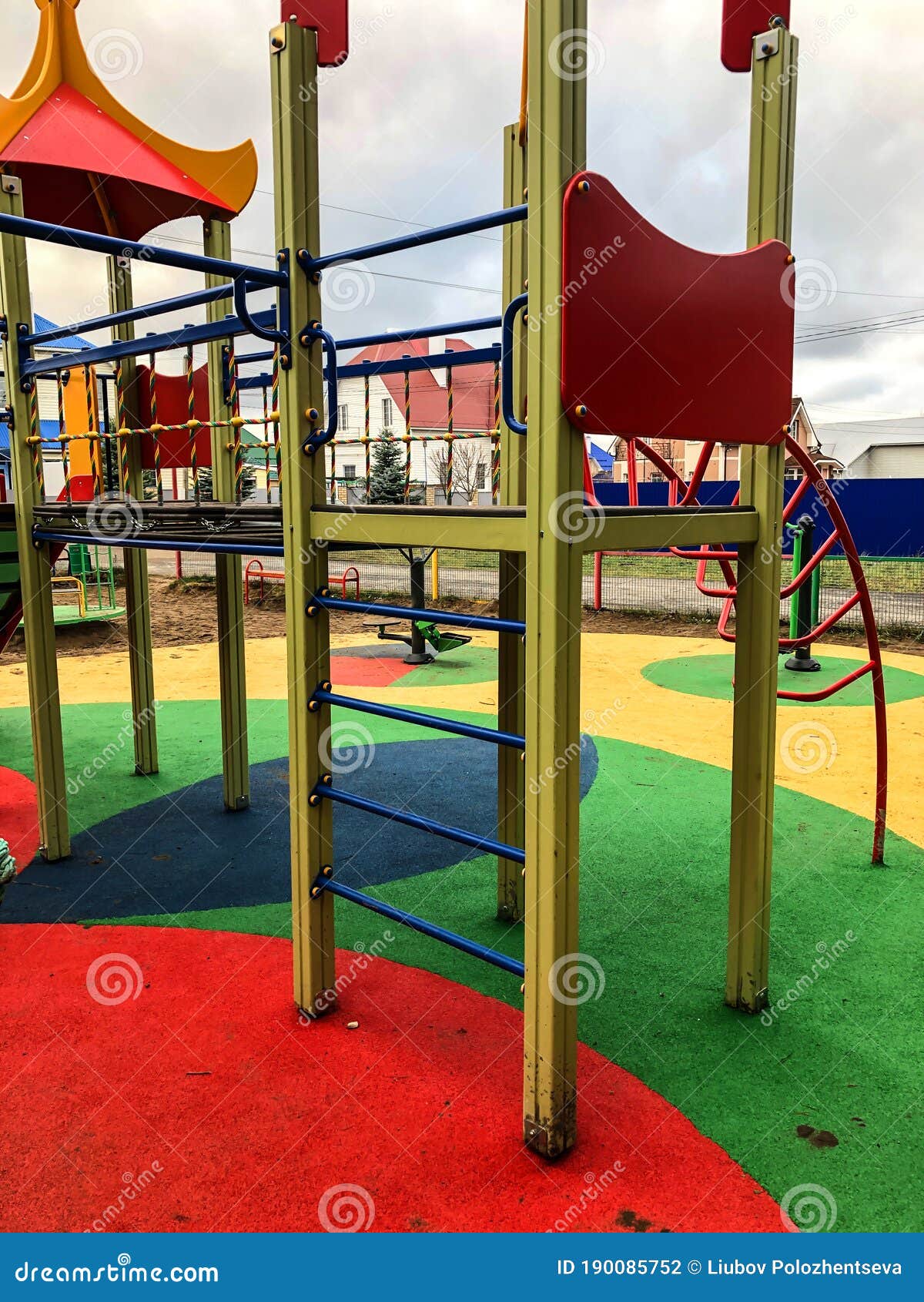 Playground Slides Swings A Ladder In City Park Stock Photo Image