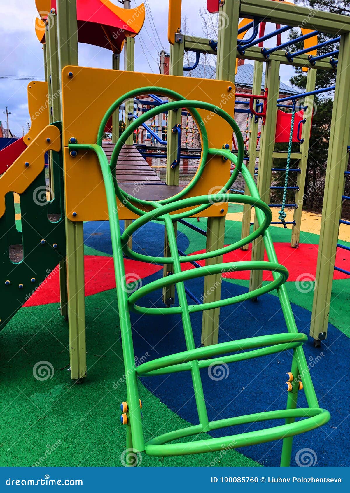 Playground Slides Swings A Ladder In City Park Stock Photo Image