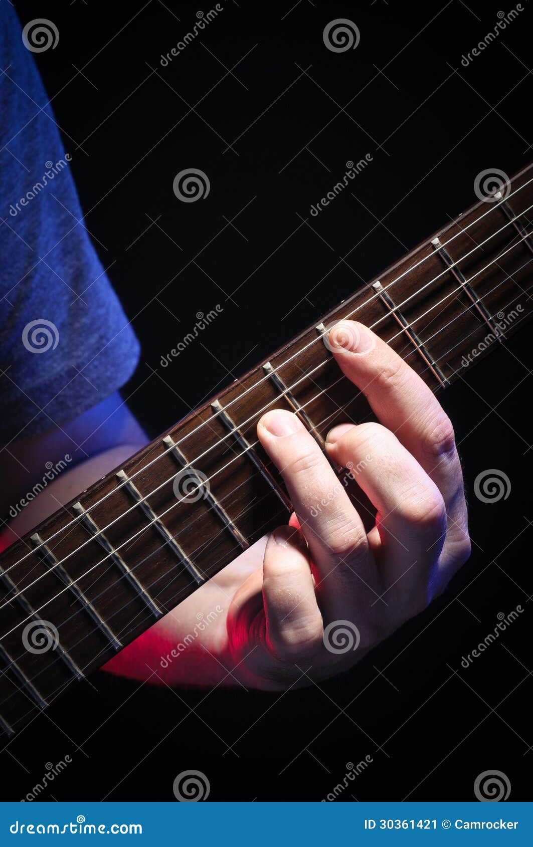 Playing Barre Chords on Guitar Close Up Stock Image Image of electric