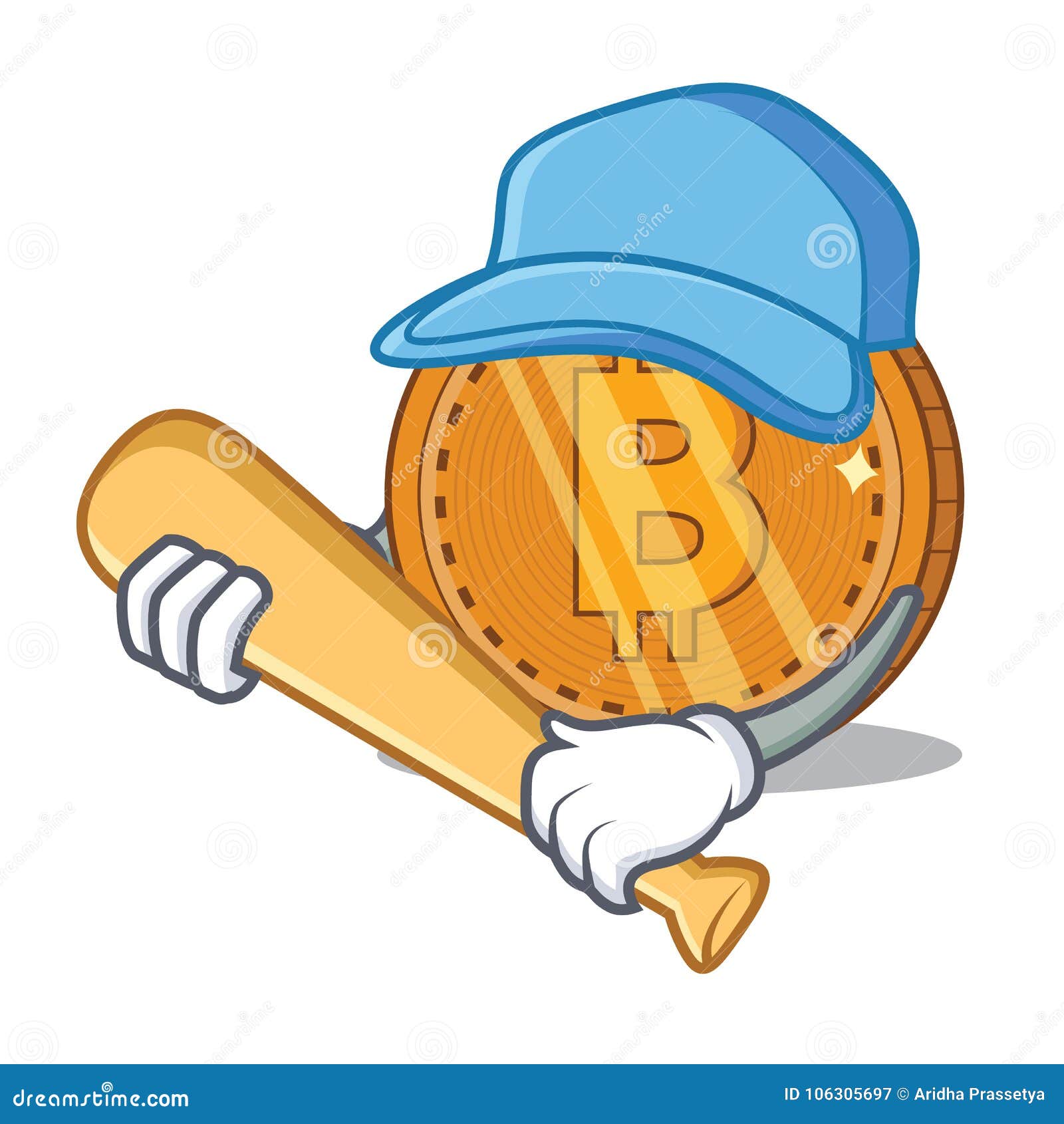 Playing Baseball Bitcoin Coin Character Cartoon Stock ...