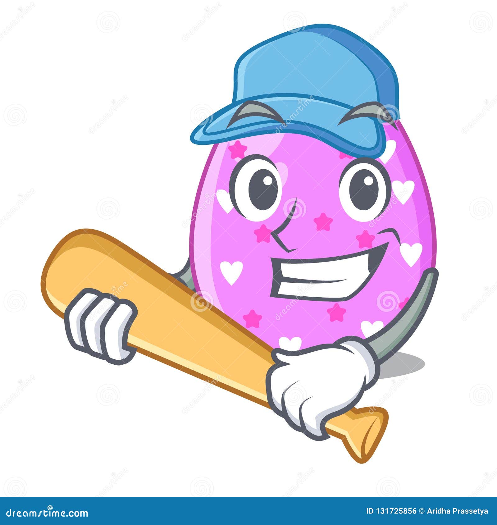 Playing Baseball Easter Egg Cartoon Clipping on Path Stock Vector