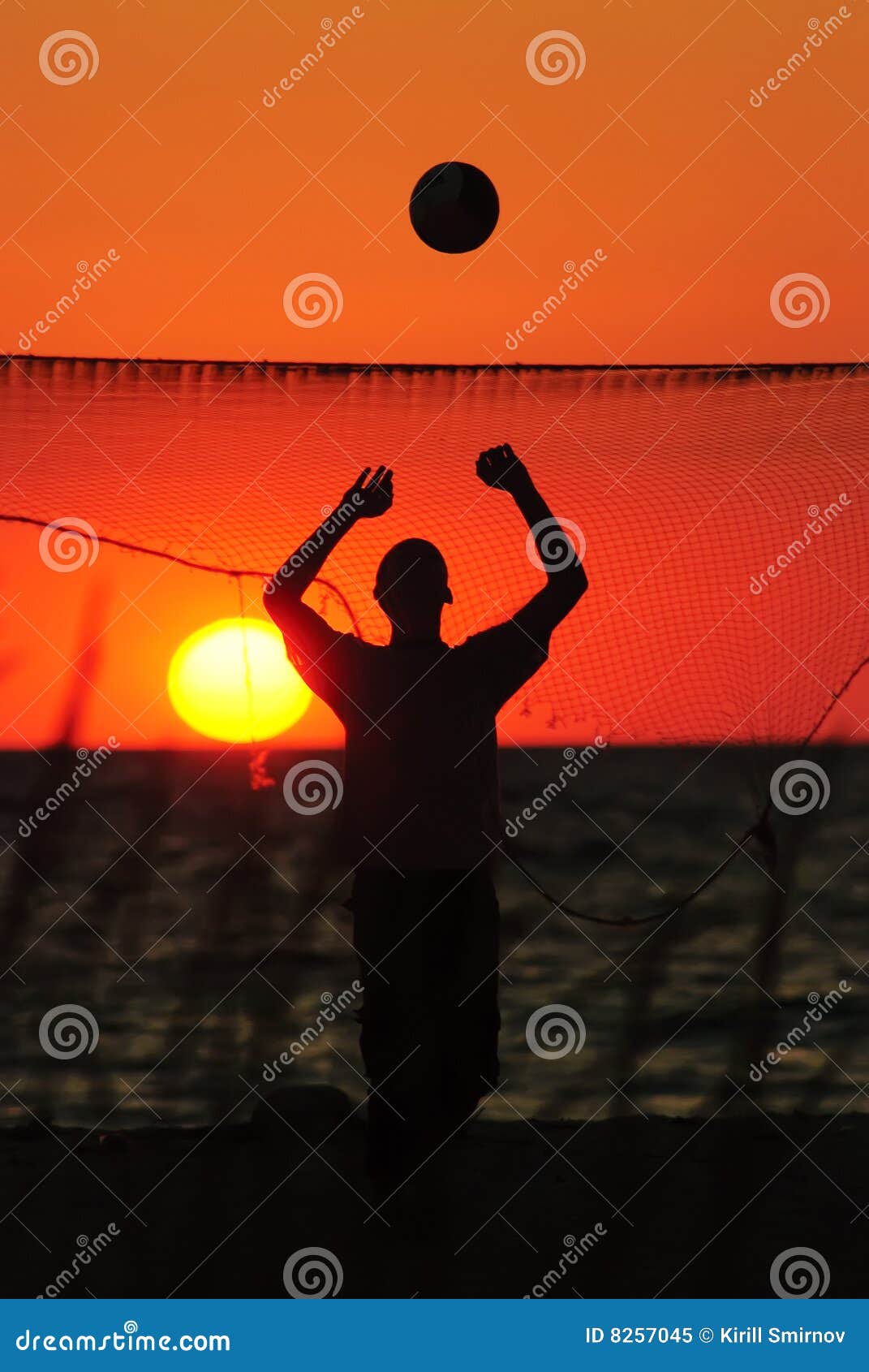 Playing Beach Volleyball in the Sunset Stock Image Image of dusk