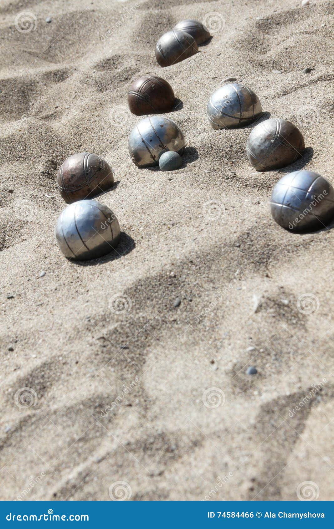 Playing of Bocce in the Sand Stock Photo Image of metal, relaxation