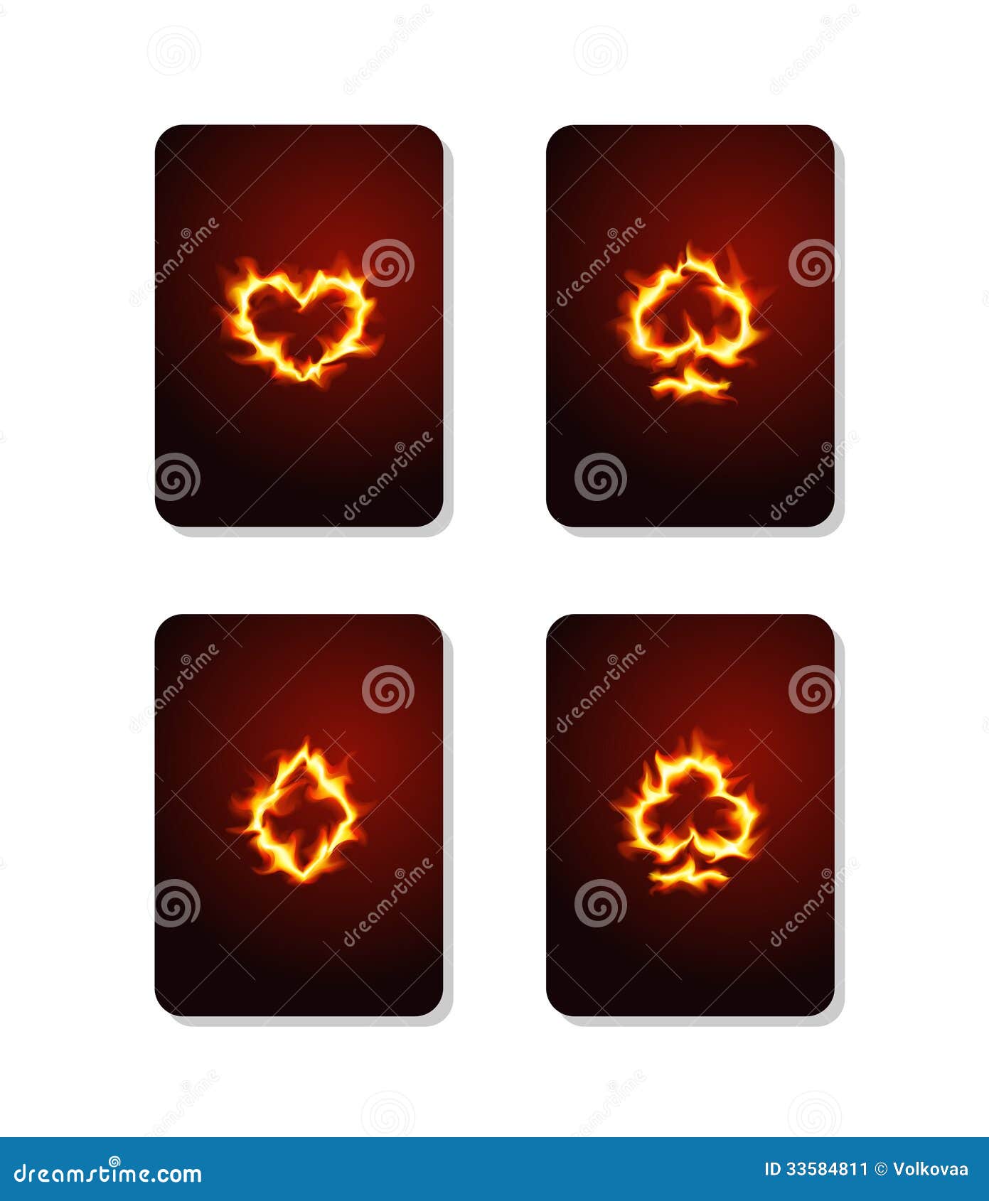 Playing Card Suits On Fire Stock Image - Image: 33584811
