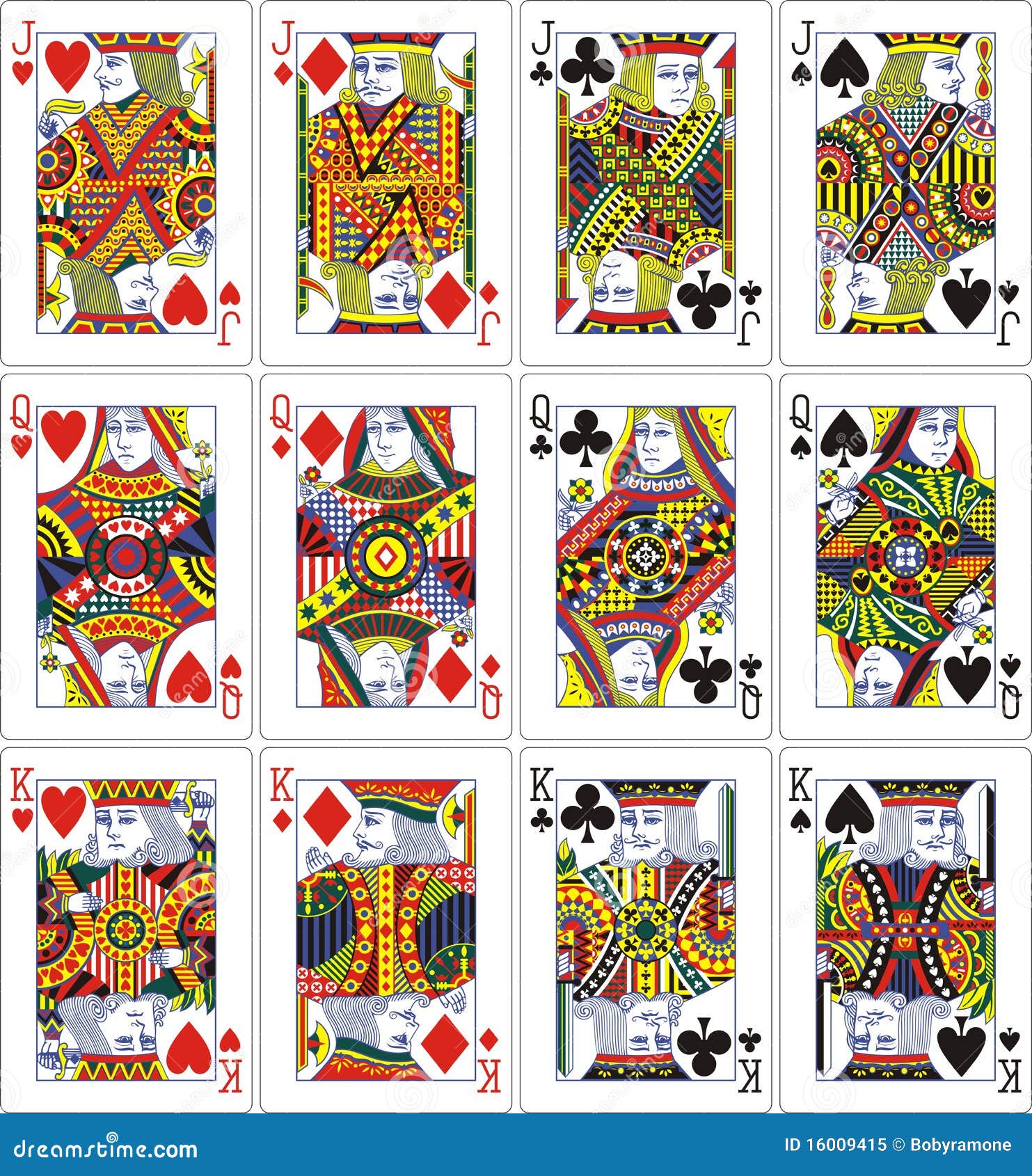 Playing cards jack queen king ace and joker Vector Image