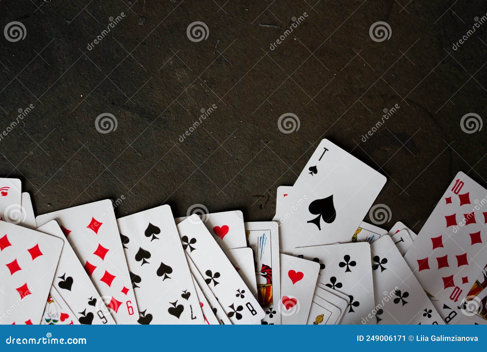 Playing Cards on Black Background Stock Image Image of background