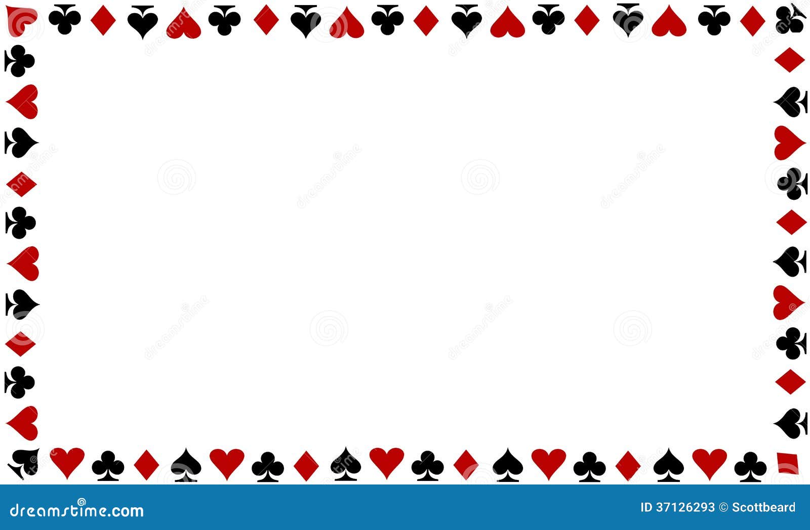 playing cards border on white background