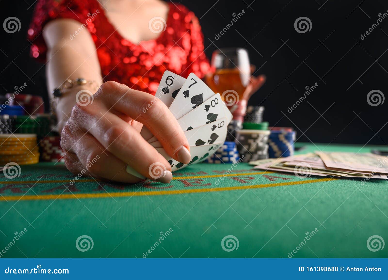 Playing Cards in a Casino, a Girl Shows a Winning Combination. Success and  Victory. Poker, Blackjack, Texas Poker Stock Photo - Image of activity,  choice: 161398688