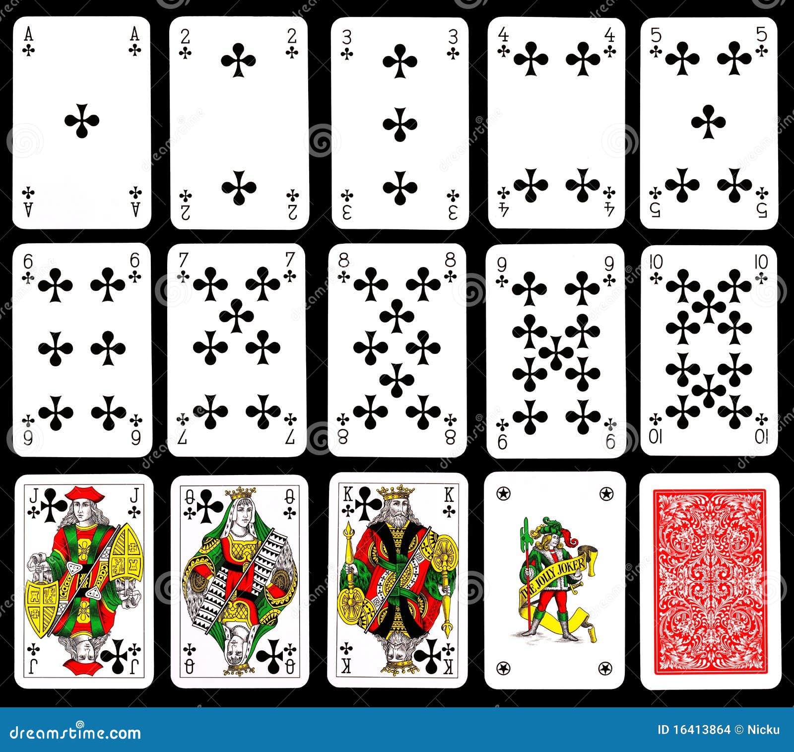 Playing cards - Clubs stock illustration. Illustration of back - 16413864