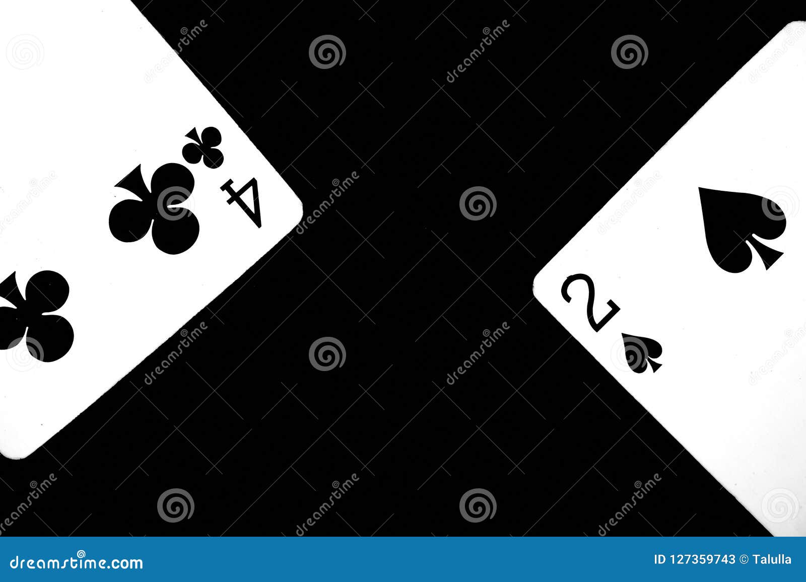 Playing Cards On A Dark Background. Black And White Stock Image - Image