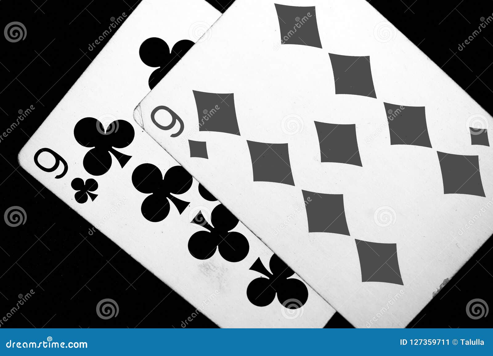 Playing Cards on a Dark Background. Black and White Stock Image - Image