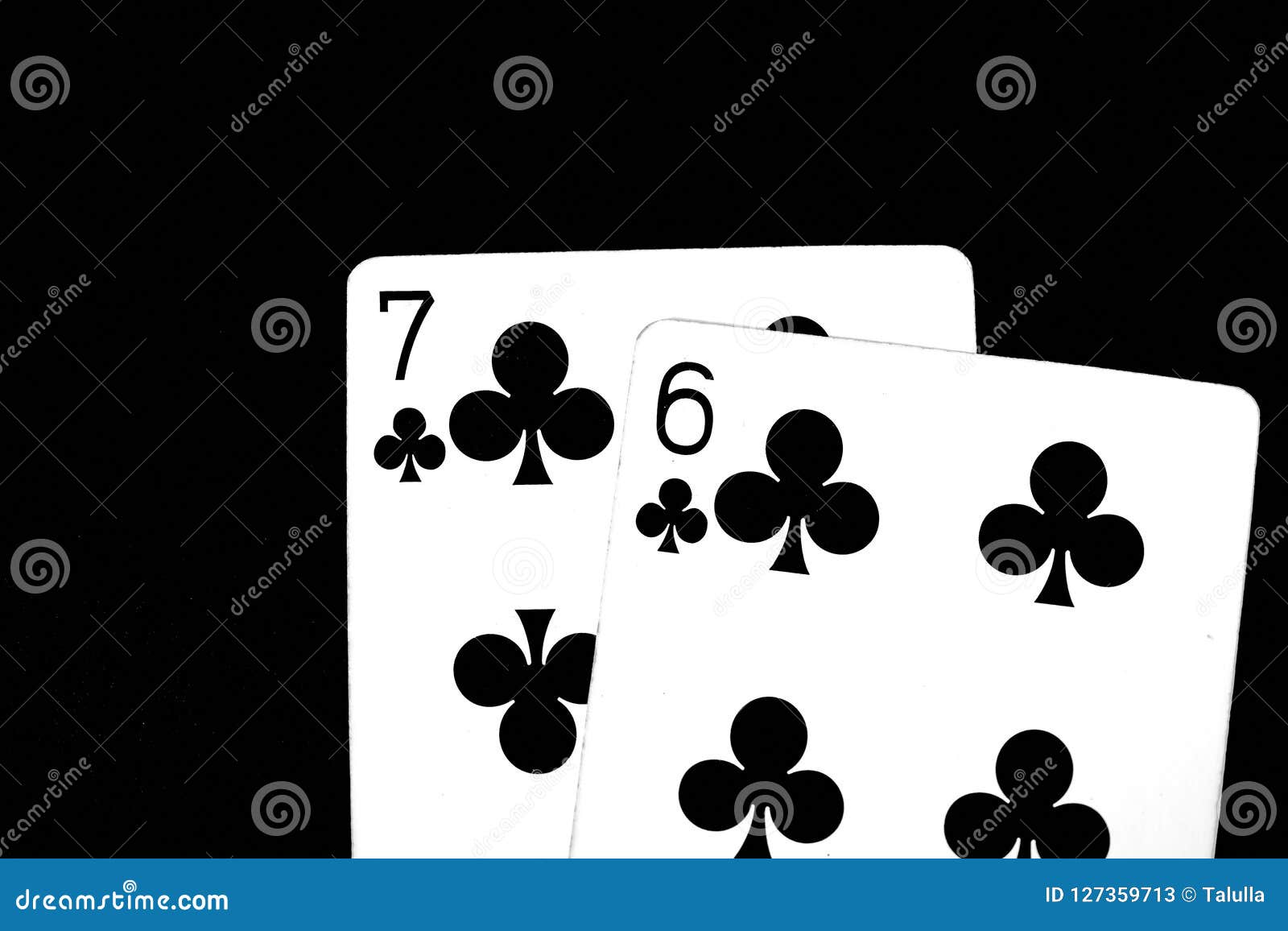 Playing Cards On A Dark Background. Black And White Stock Image - Image