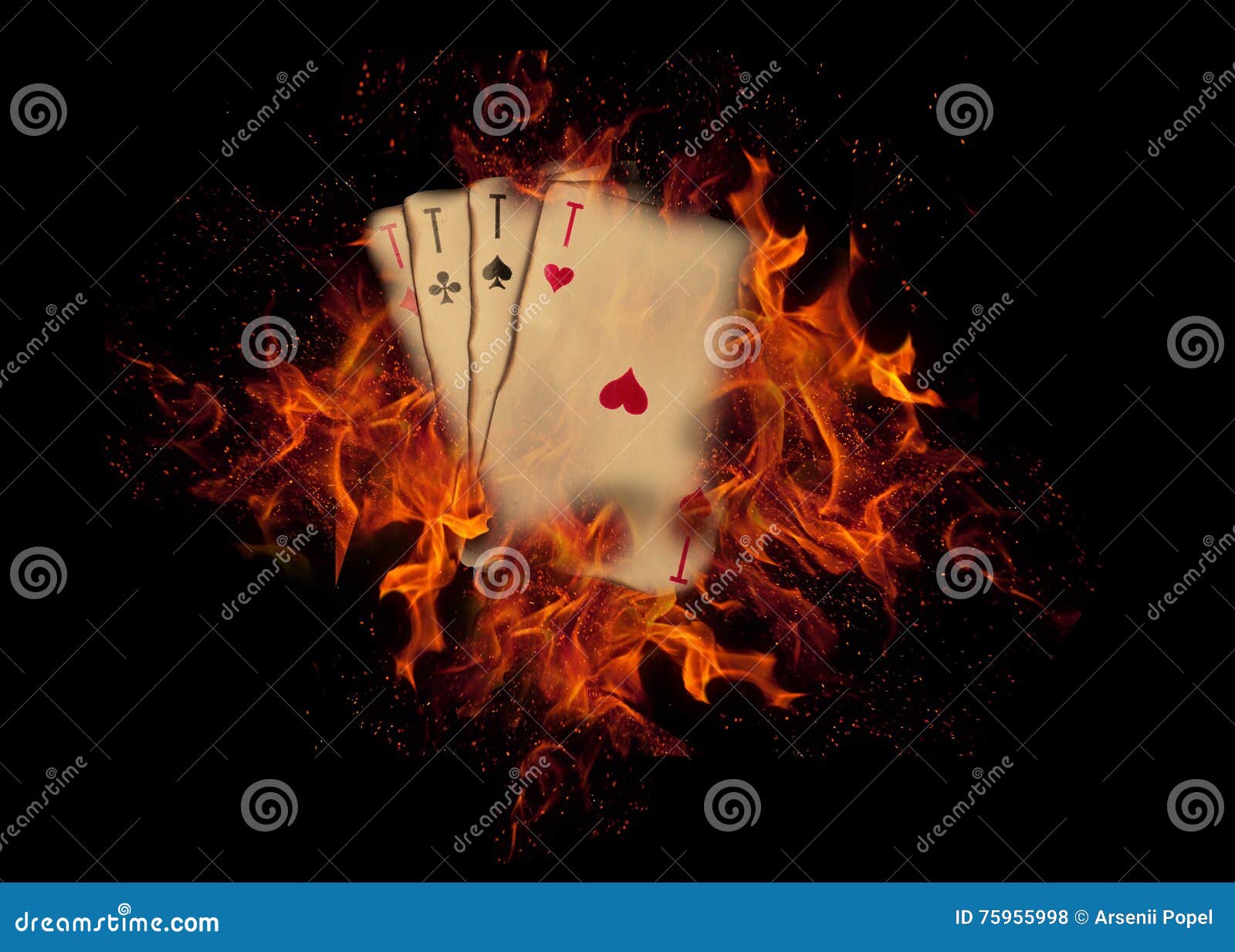 Playing Cards on Fire. Casino Concept Stock Photo Image of chance