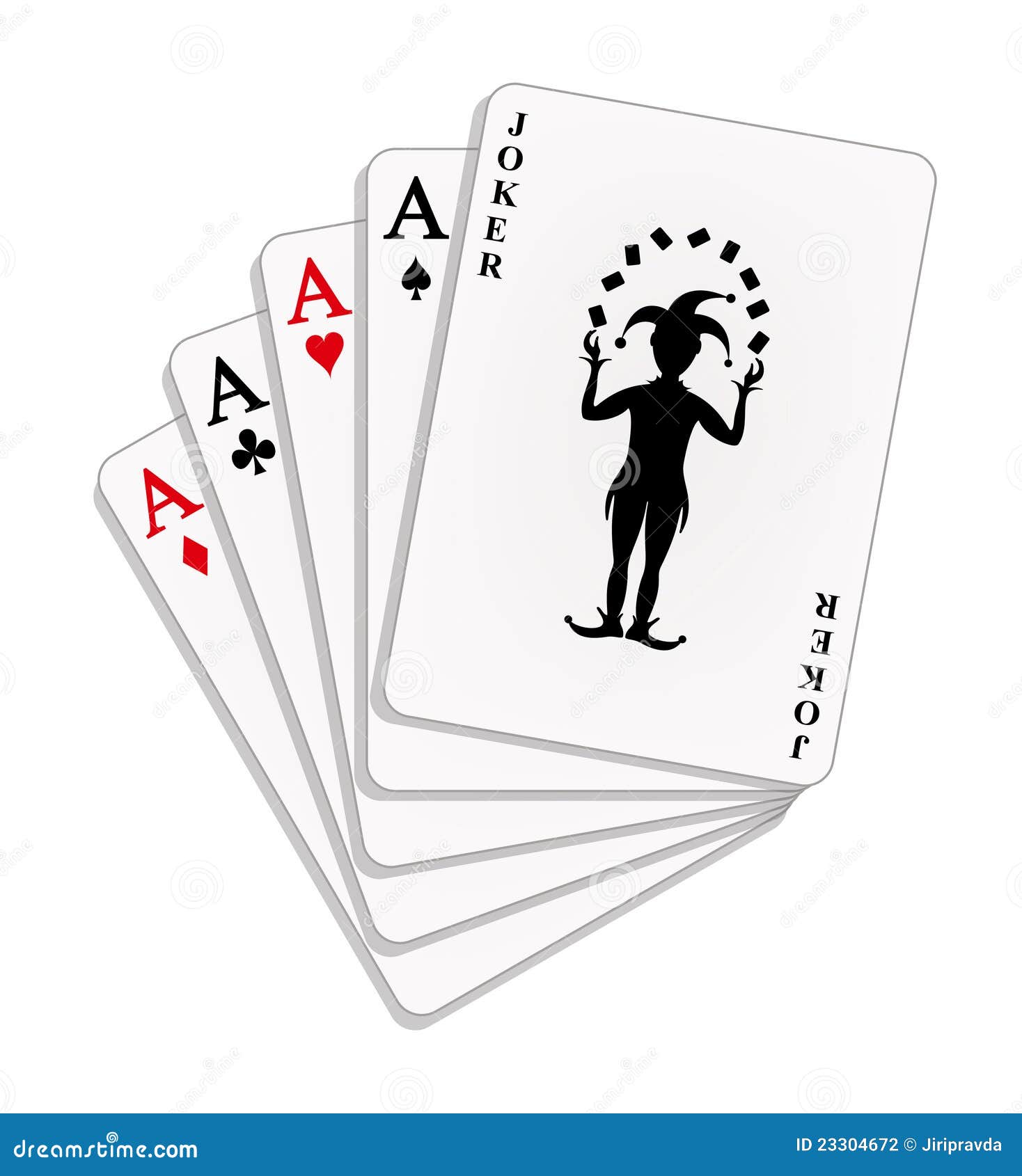Playing Cards Four Aces and a Joker Stock Vector Illustration of