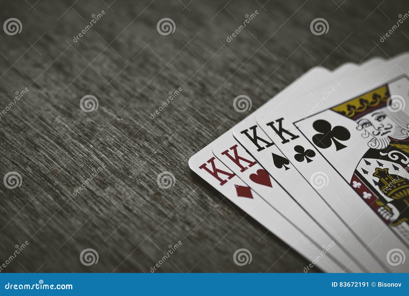 Playing Cards Four Kings Wooden Background Stock Image Of Comp