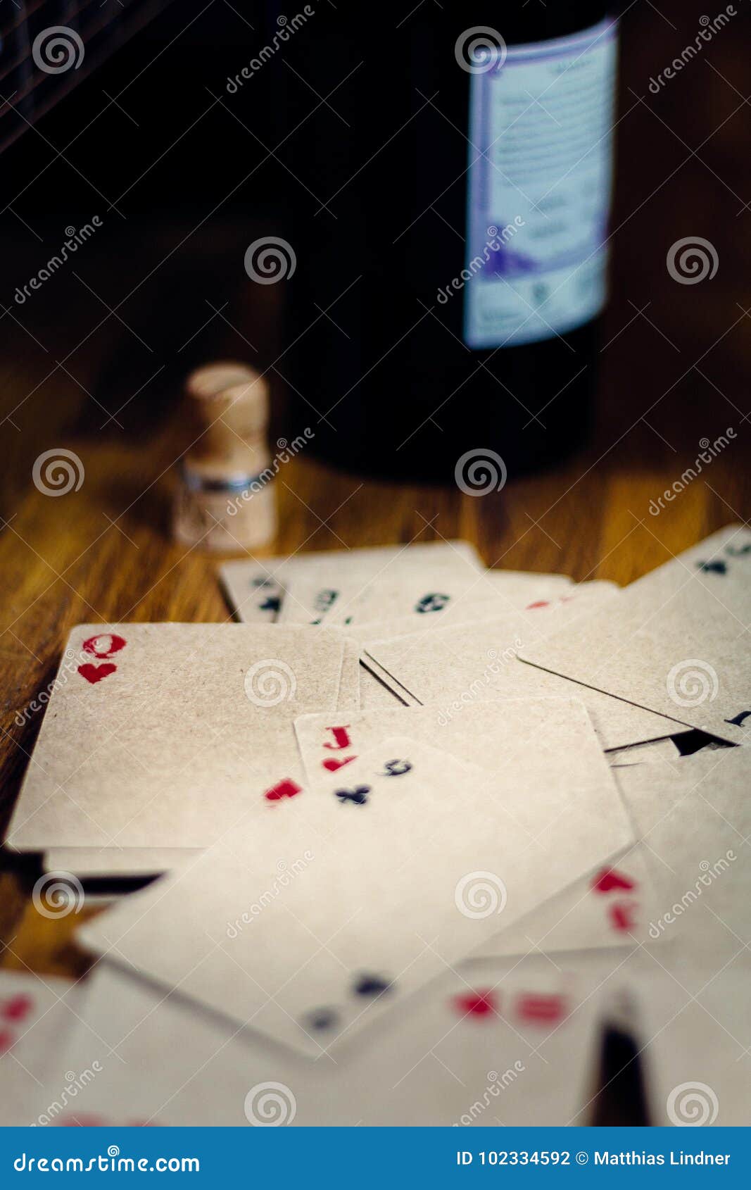 Playing Cards Lying Wildly Scattered on the Floor Stock Photo Image