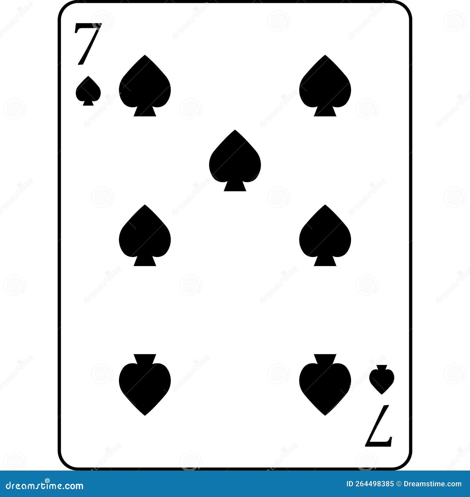Spades Seven. a Deck of Poker Cards Stock Vector Illustration of