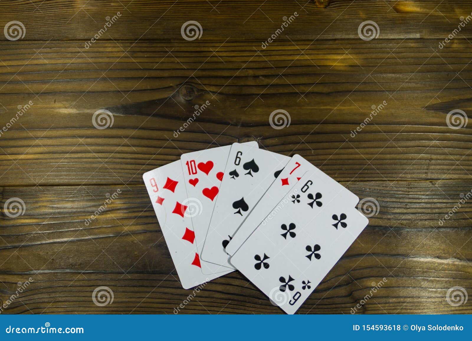 Playing Cards on Wooden Background Stock Photo - Image of playful