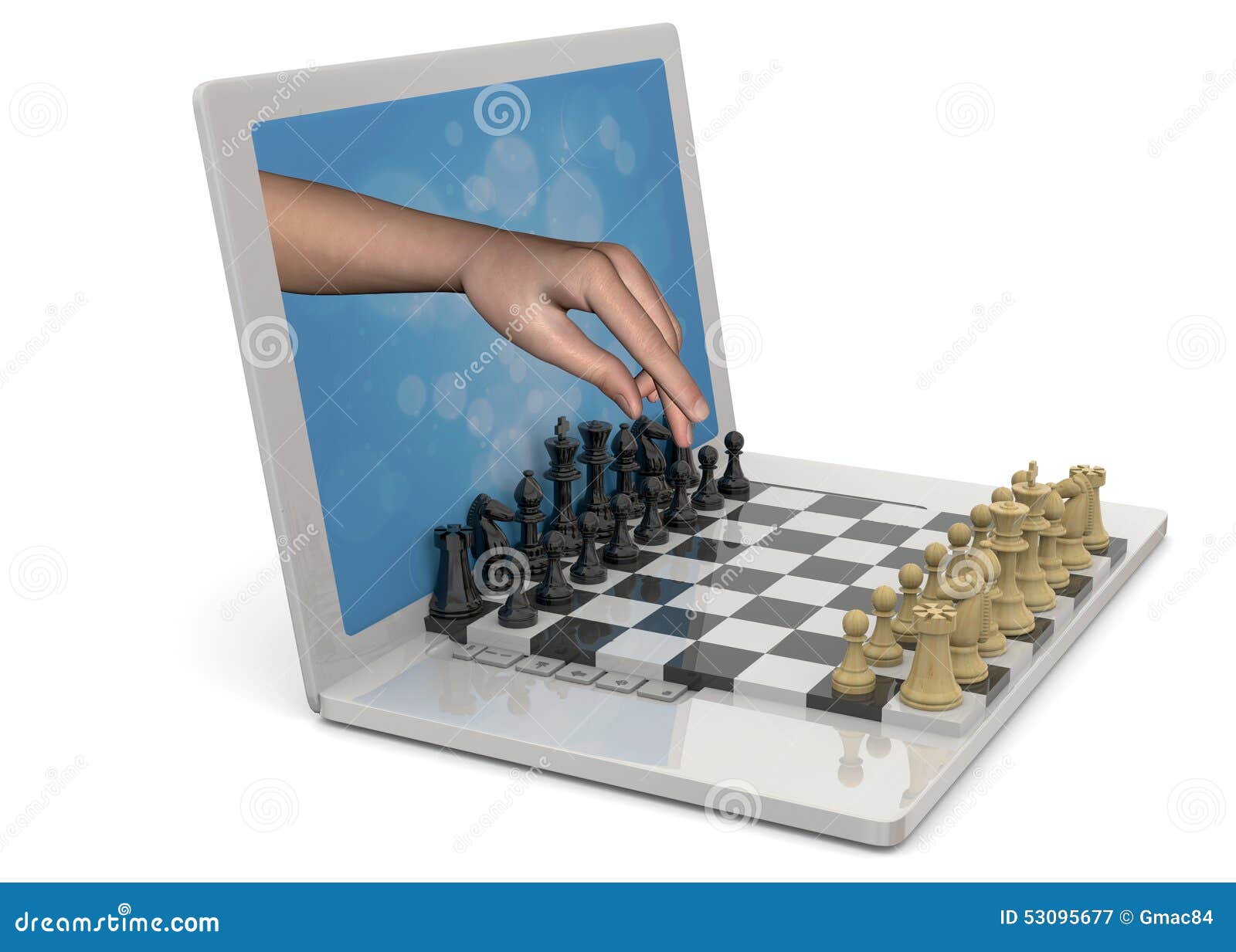 Playing Chess Against The Computer 3d Stock Illustration