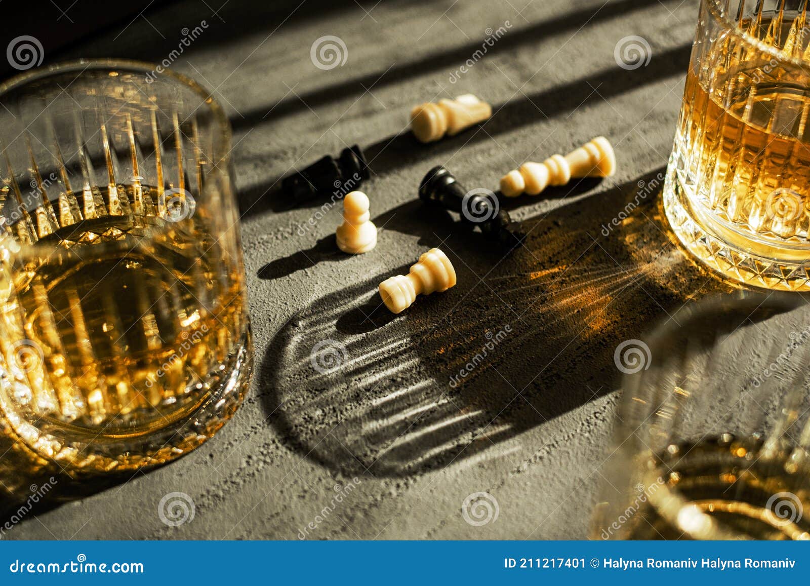 playing chess on alcohol. top view