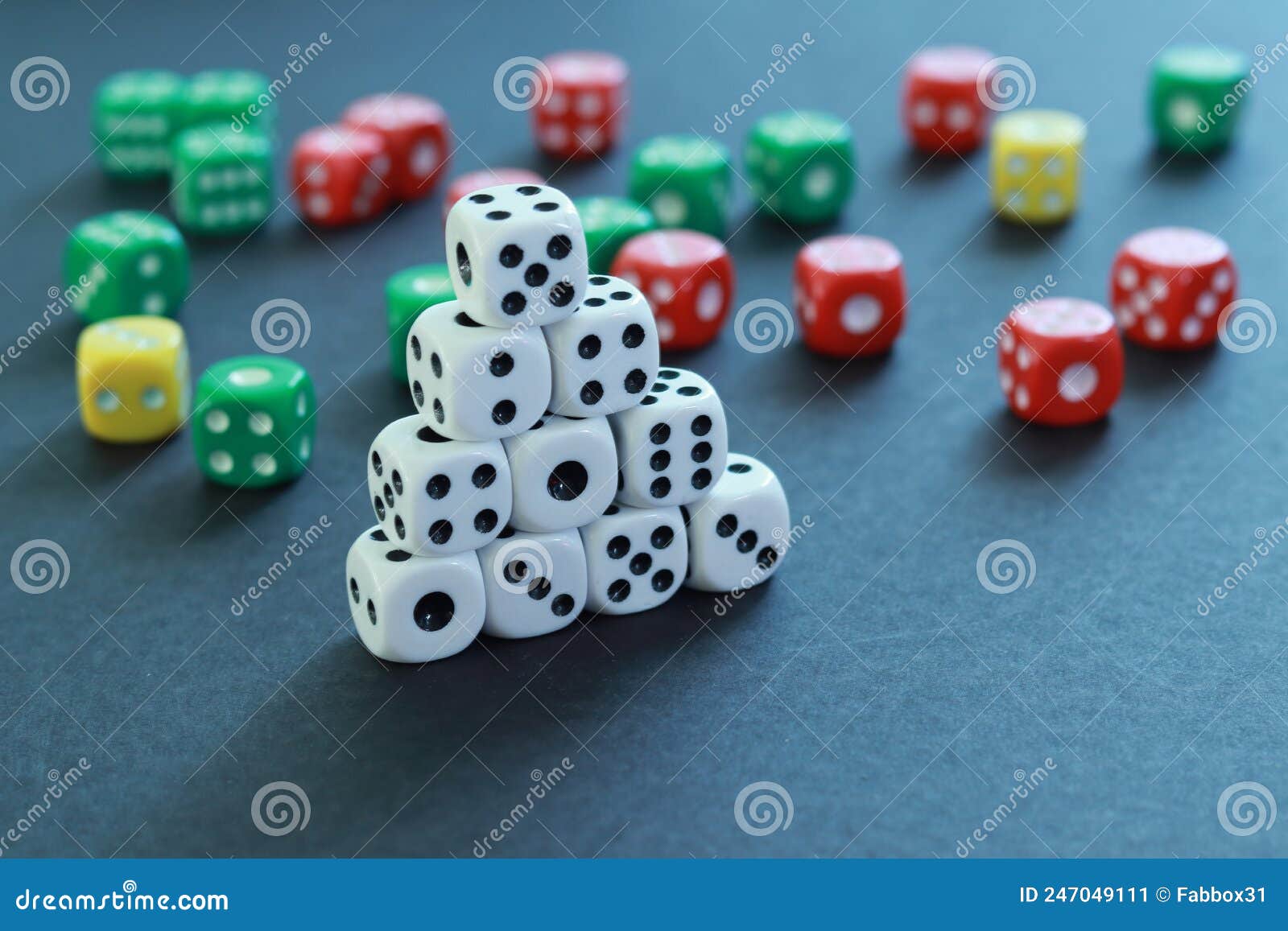 Playing Dice Mounted in a Pyramid Stock Image Image of dice, play