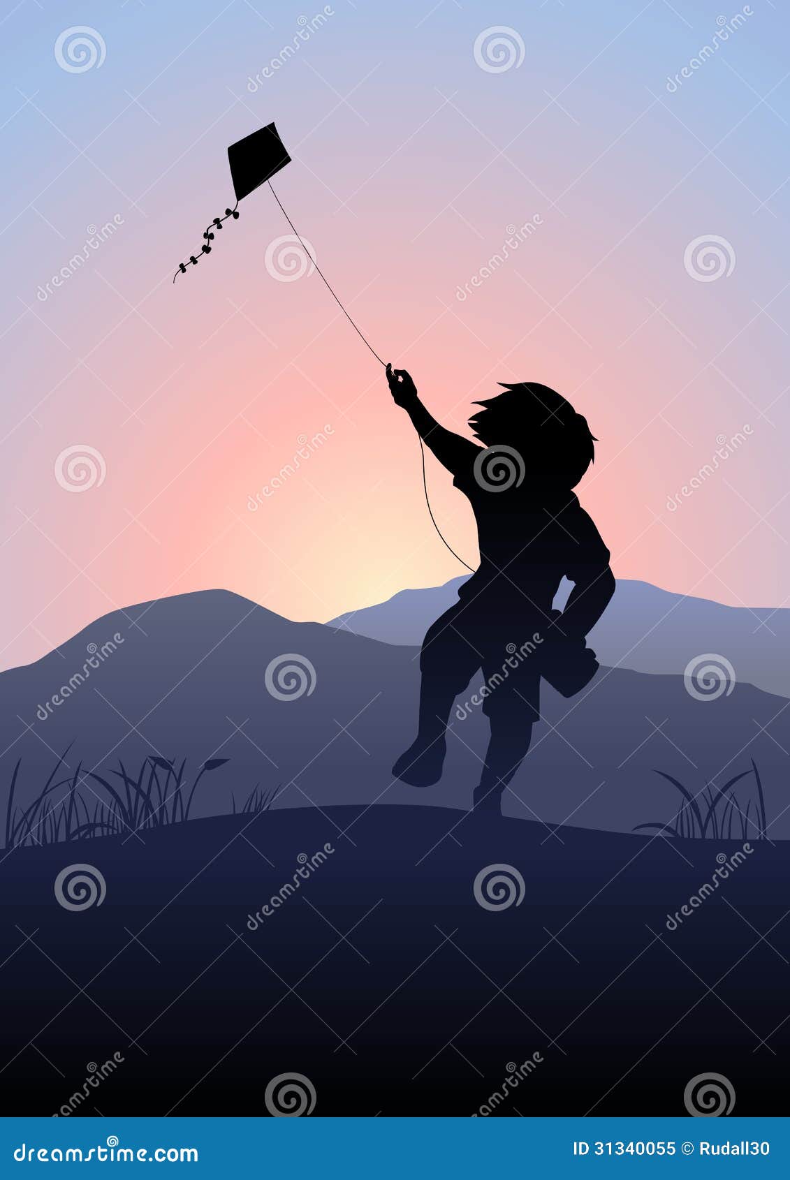 Playing Kite stock vector. Illustration of happiness - 31340055