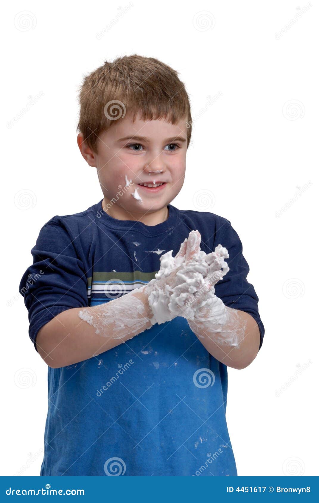 Playing with shaving cream stock image. Image of child 4451617